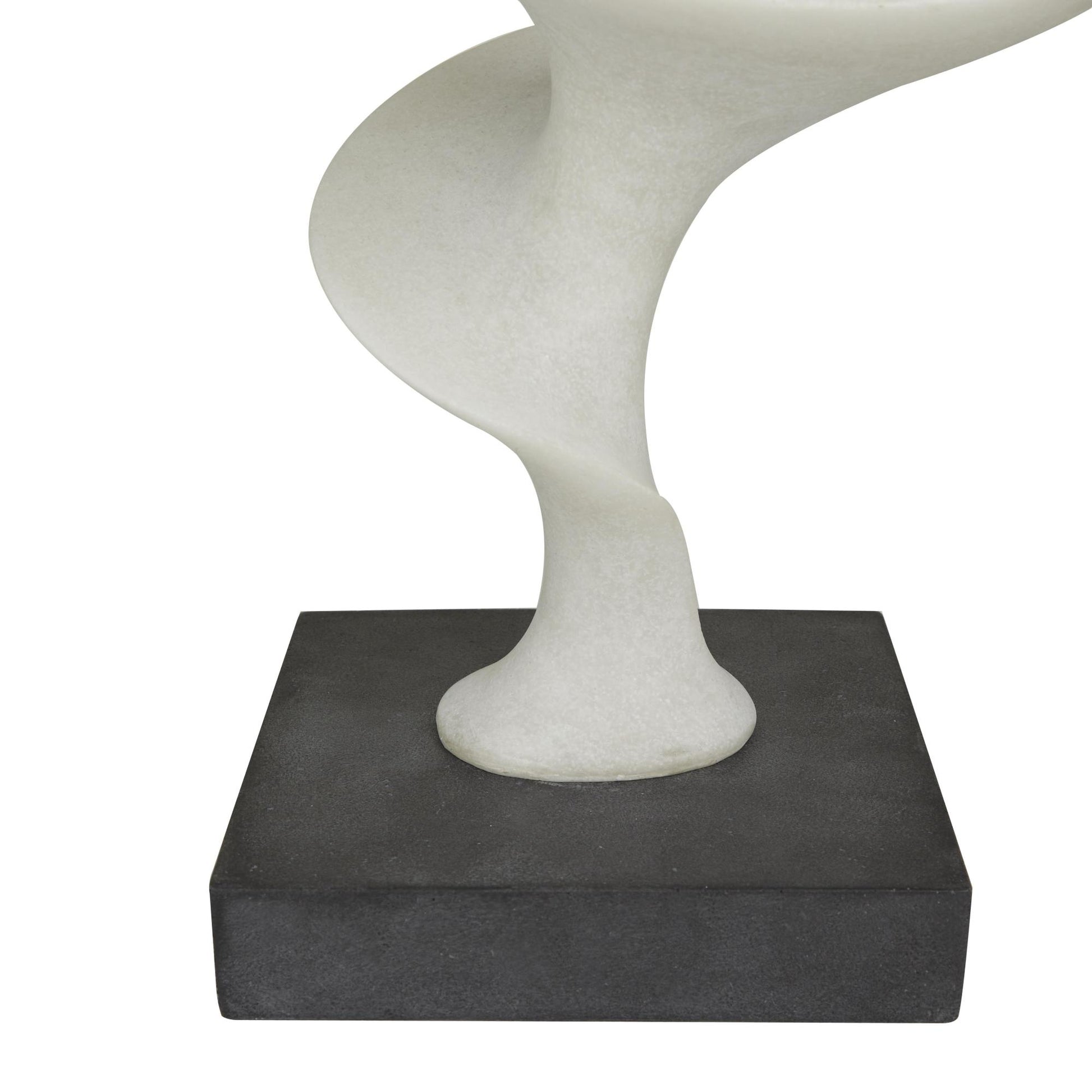 Abstract White Polystone Decorative Sculpture with Black Base