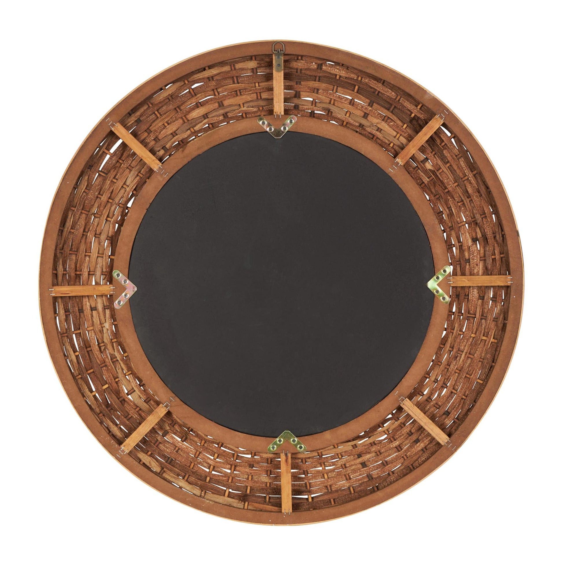 Tribal Brown Seagrass Handmade Room Wall Mirror with Black Inner Frame