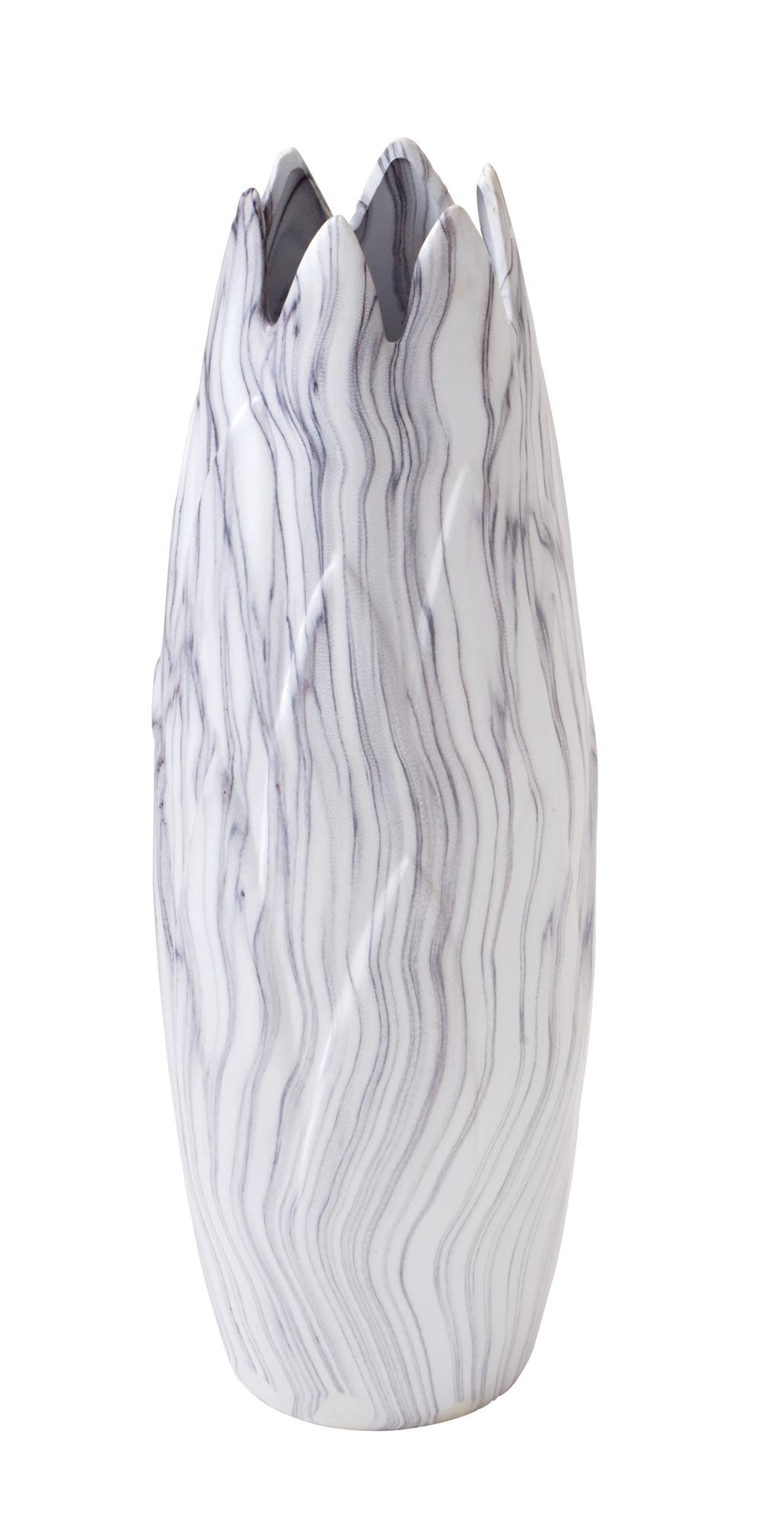 Ceramic Marbled Decorative Vase with Angled Edge Opening