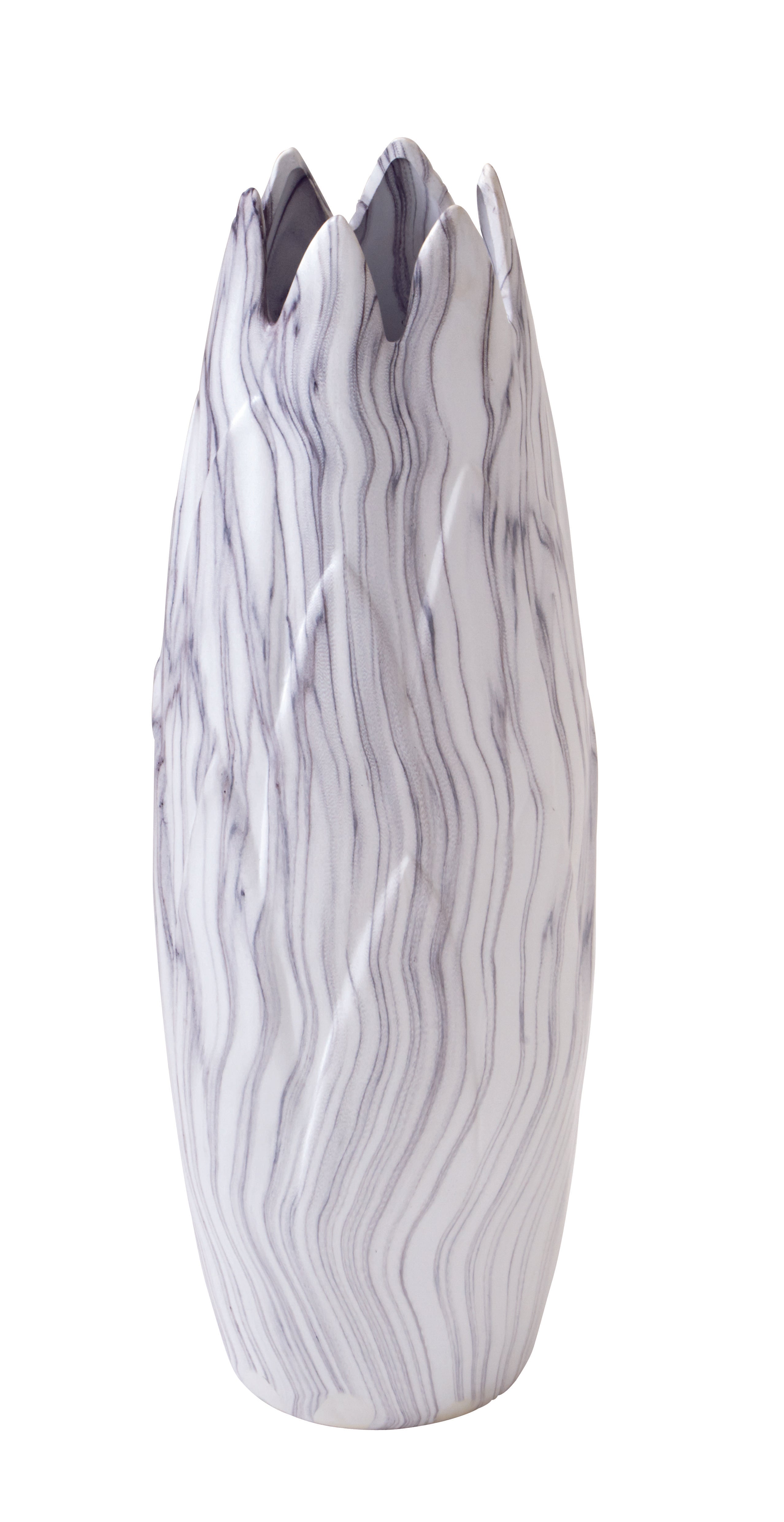 Ceramic Marbled Decorative Vase with Angled Edge Opening