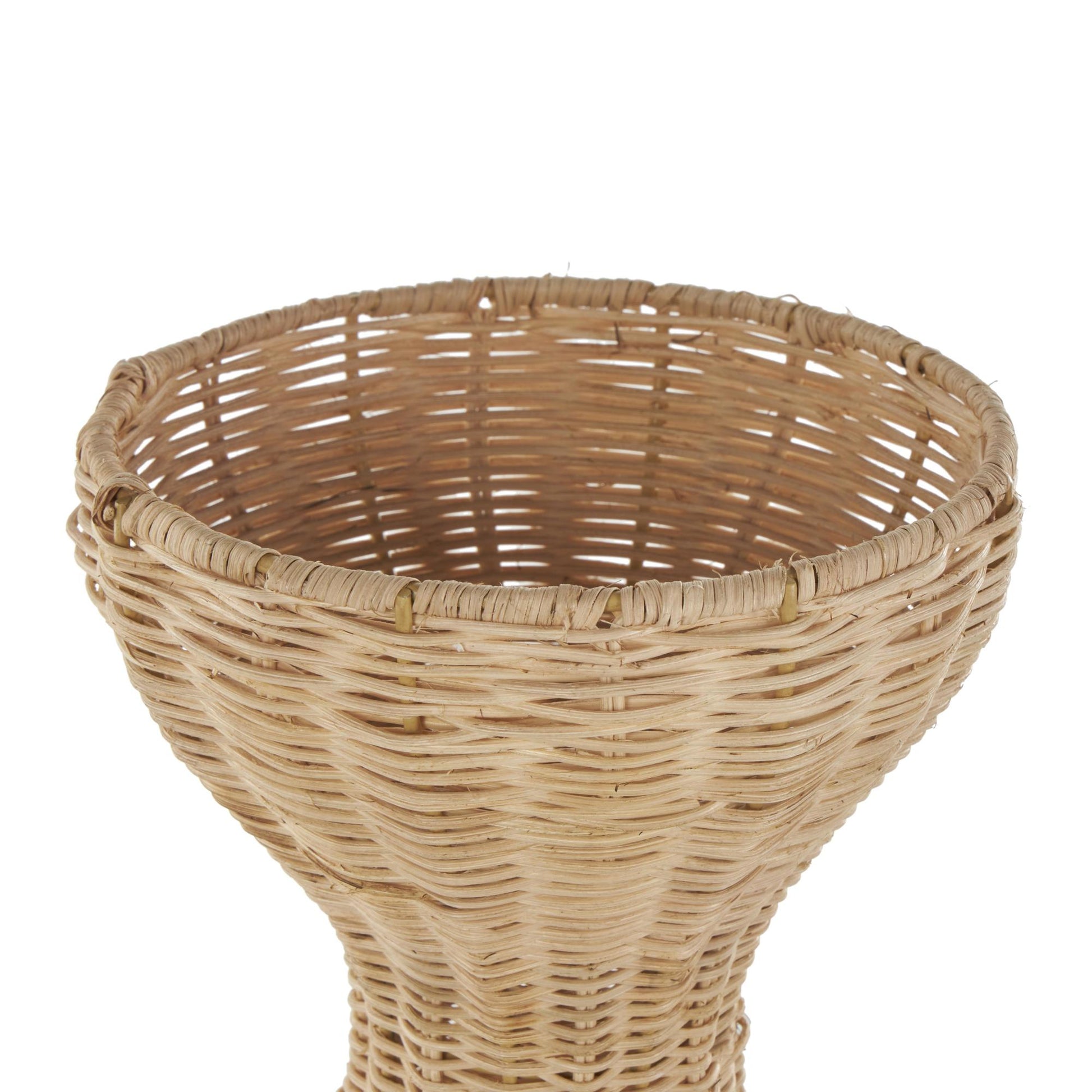 Brown Rattan Handmade Woven Hourglass Decorative Vase with Dome Base