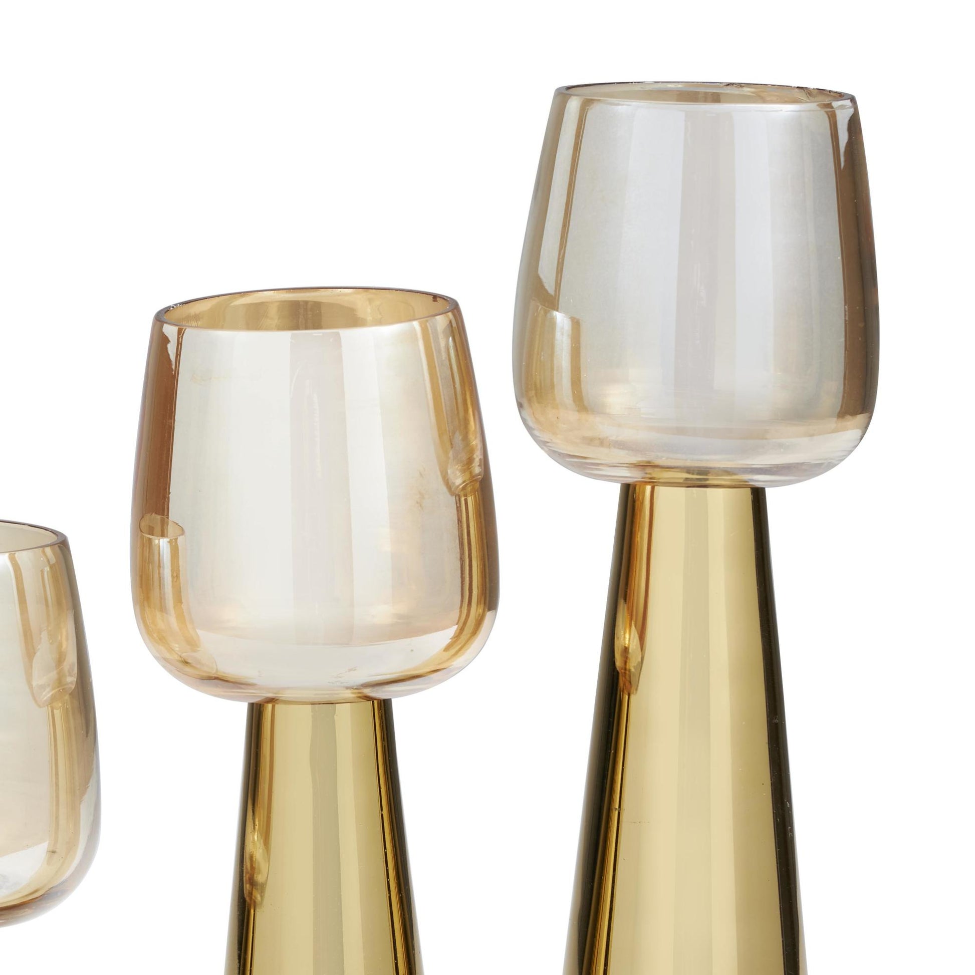 Set of 3 Stainless Steel Metal Decorative Candle Holder with Gold Cup Candle Holders
