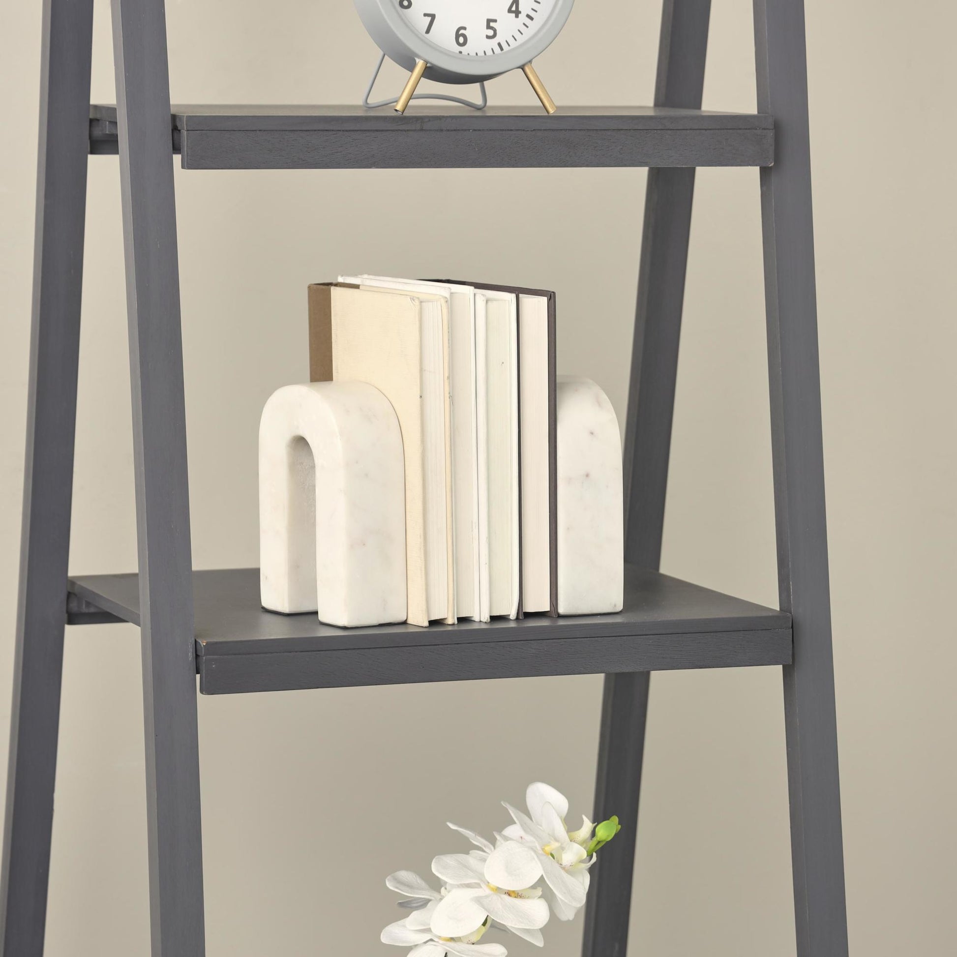 Set of 2 Geometric Marble Arched Decorative Bookends