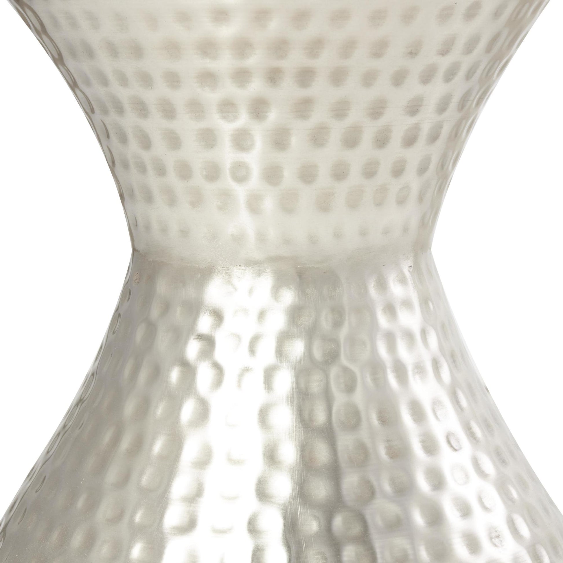 Metal Hammered Side End Accent Table with Hourglass Shape