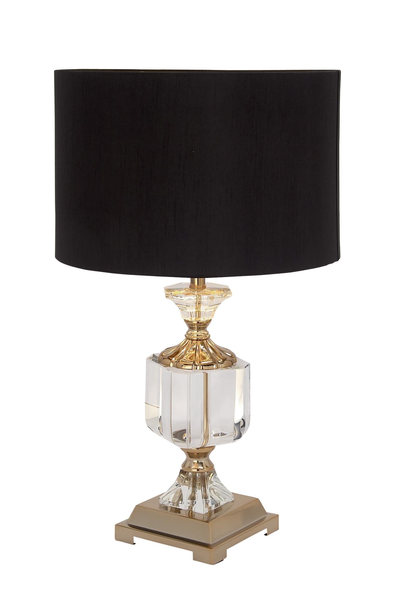 Black Crystal Room Table Lamp with Gold Accents