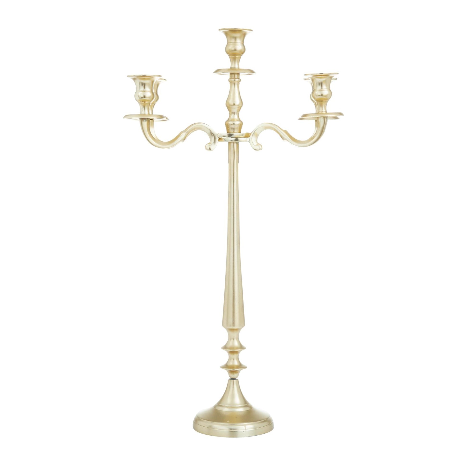 Gold Aluminum Metal Tapered 5 Plate Decorative Candelabra