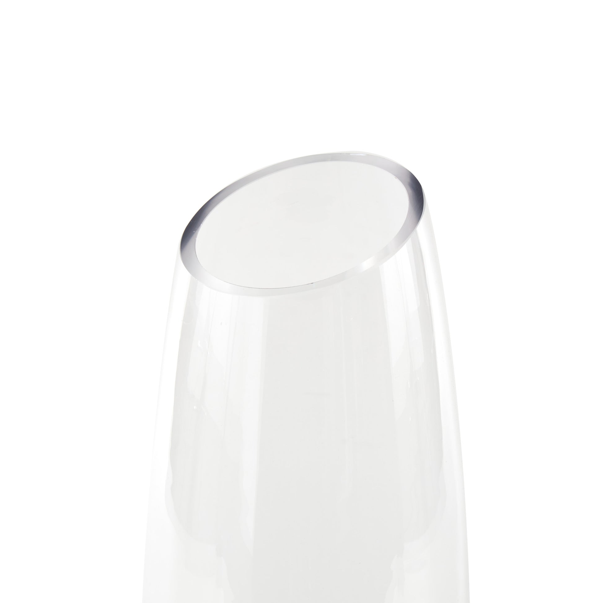 Clear Glass Tall Slanted Decorative Vase