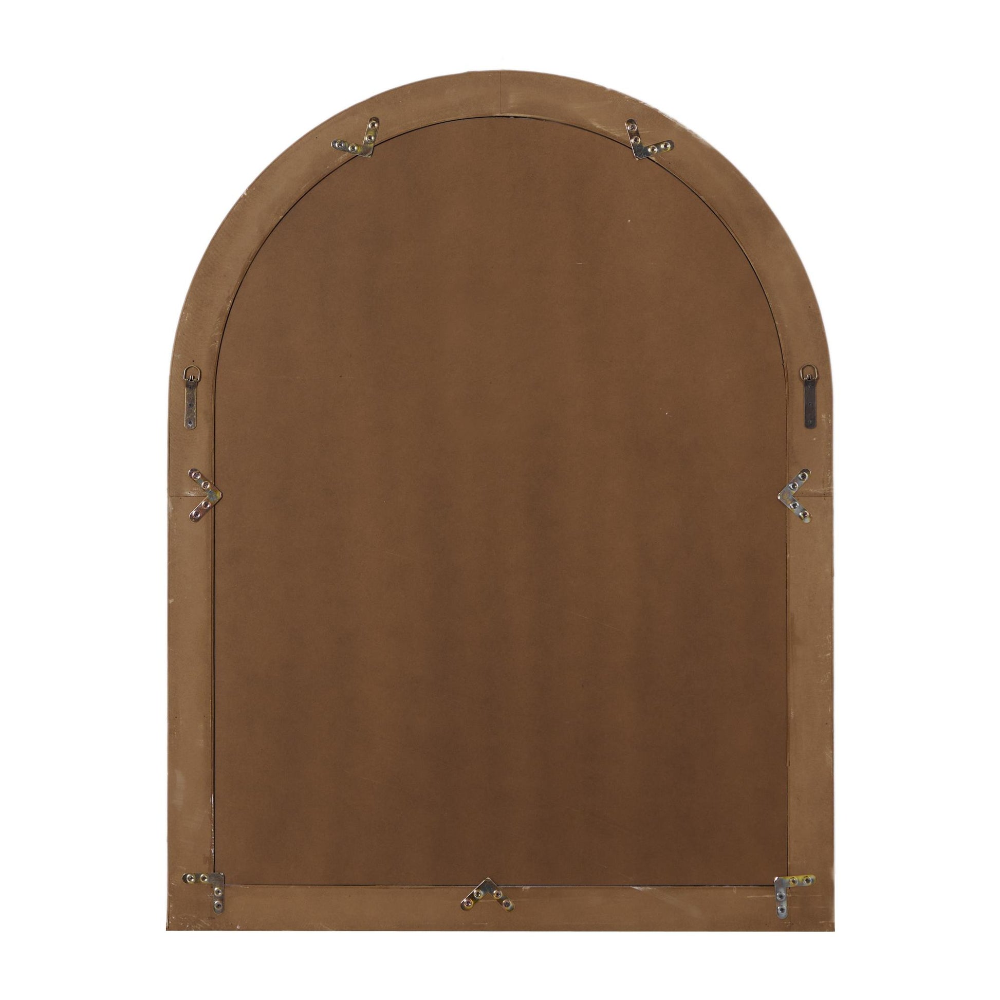 Wood Window Pane Inspired Room Wall Mirror with Arched Top and Distressing