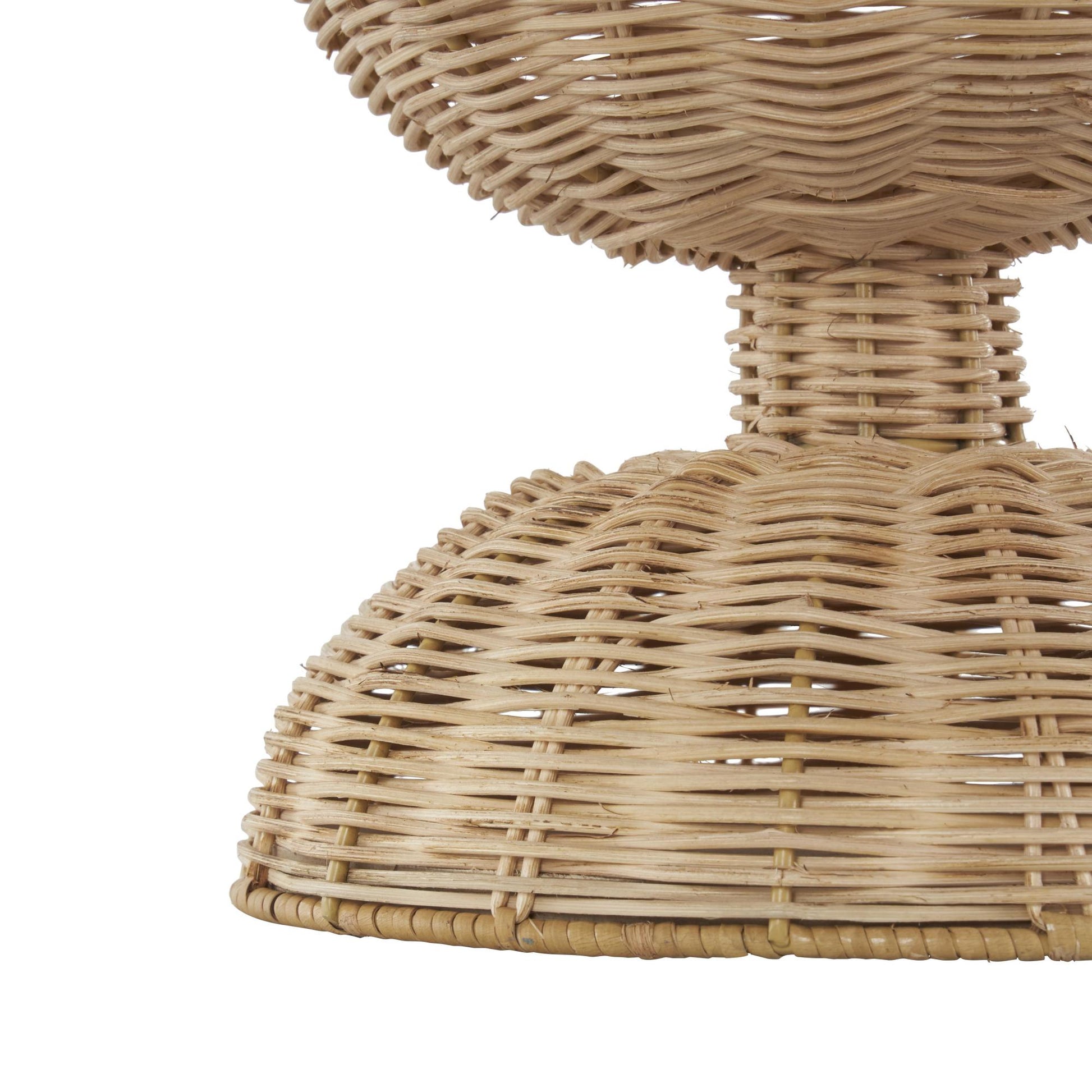 Brown Rattan Handmade Woven Hourglass Decorative Vase with Dome Base