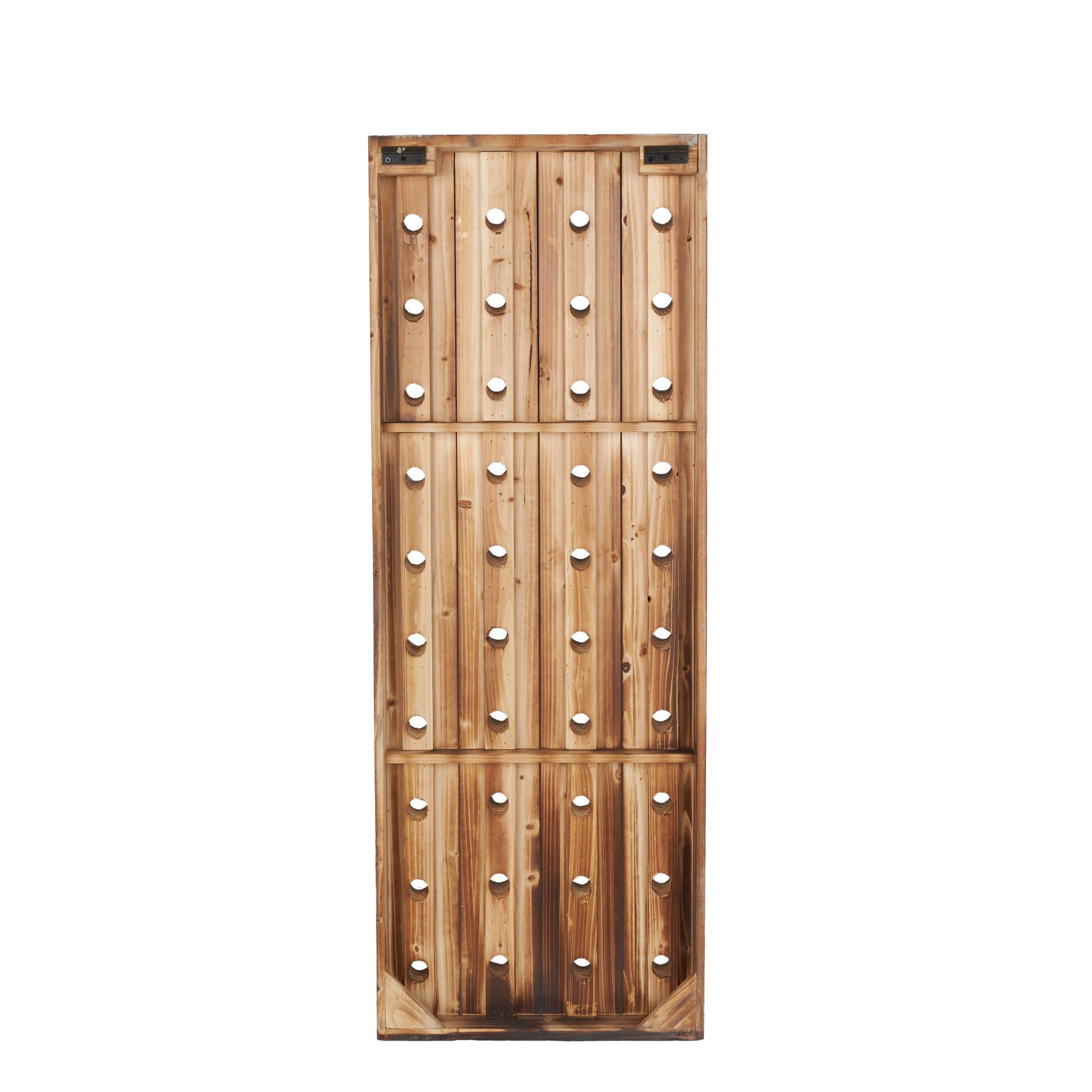 Brown Wood Tall 40 Hole Display Wall Wine Rack