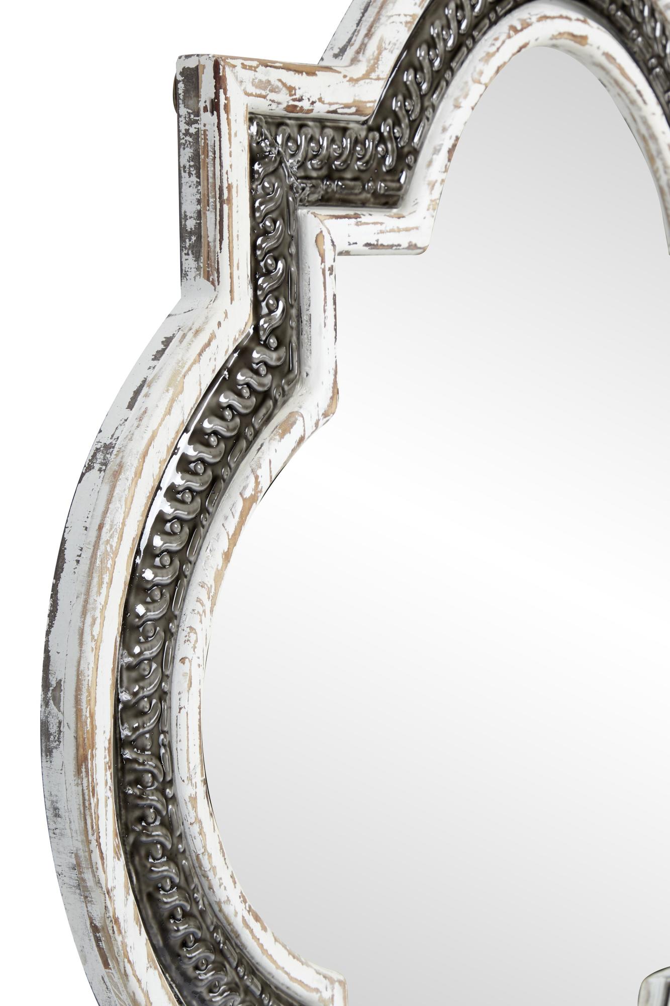 White Wood Quatrefoil Room Wall Mirror