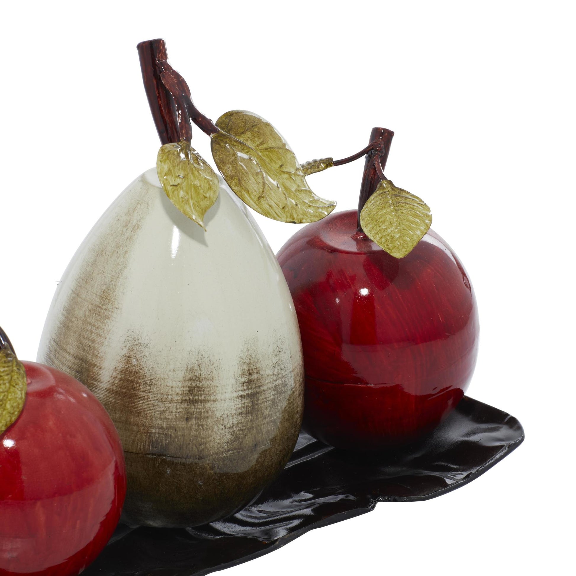 Fruit Red Metal Decorative Sculpture with Platter