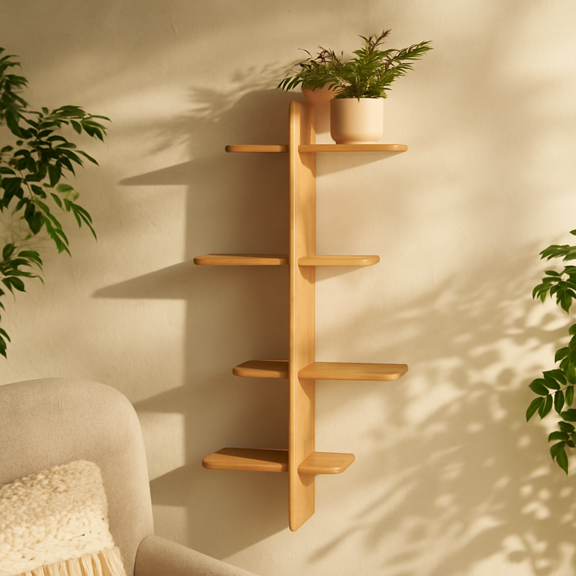 Wood Handmade 8 Shelf Room Wall Shelf