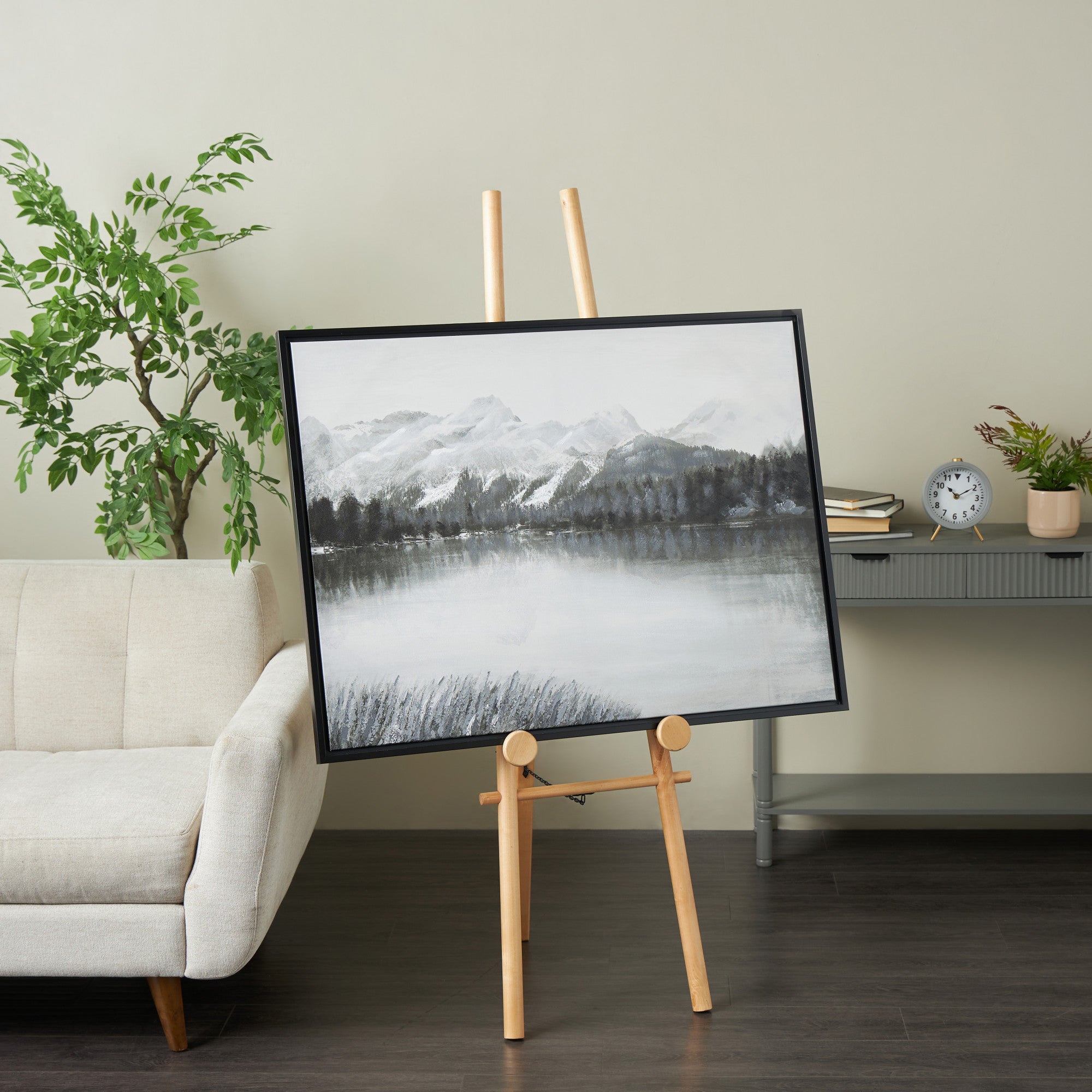 Light Brown Wood Handmade Tall Adjustable Floor 3 Tier Display Easel