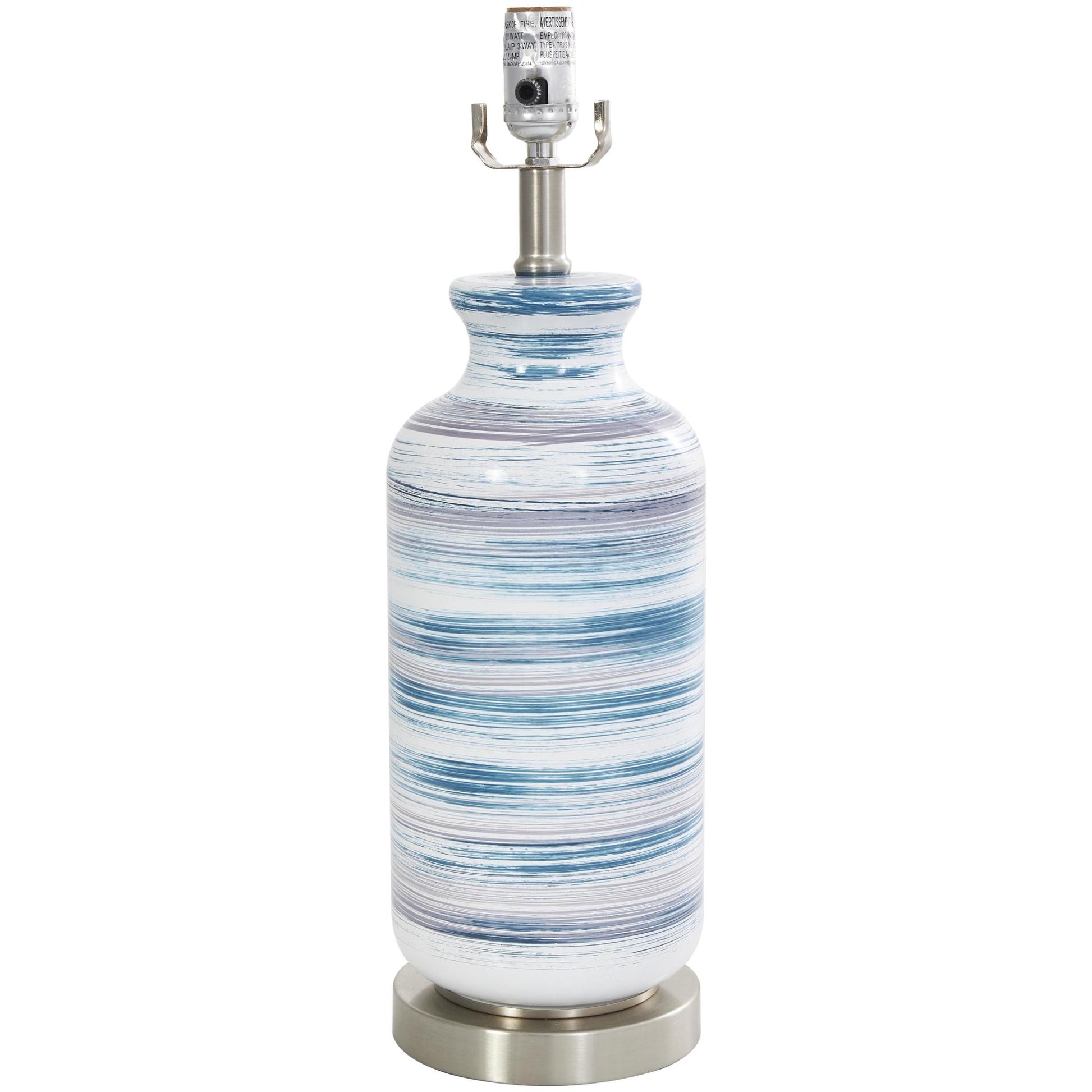 Abstract Blue Glass Striped Room Accent Lamp with Gold Base