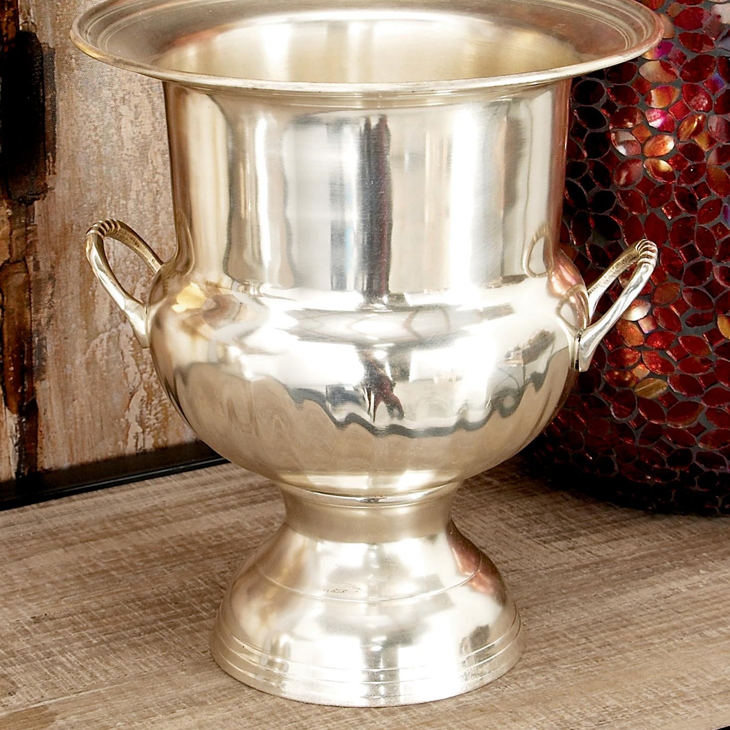 Silver Metal 2 Bottle Decorative Ice Bucket