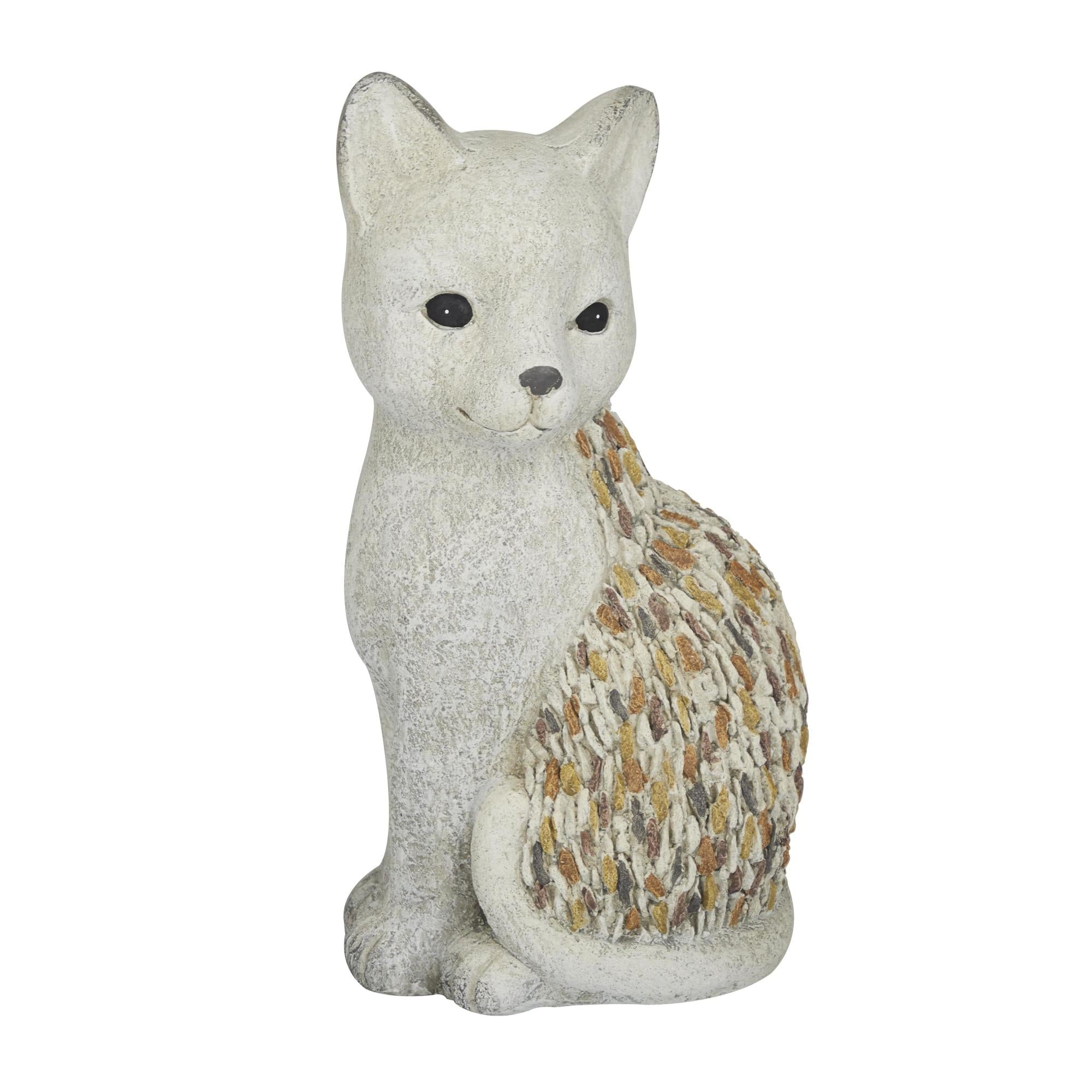 Cat White Polystone Indoor Outdoor Decorative Garden Sculpture