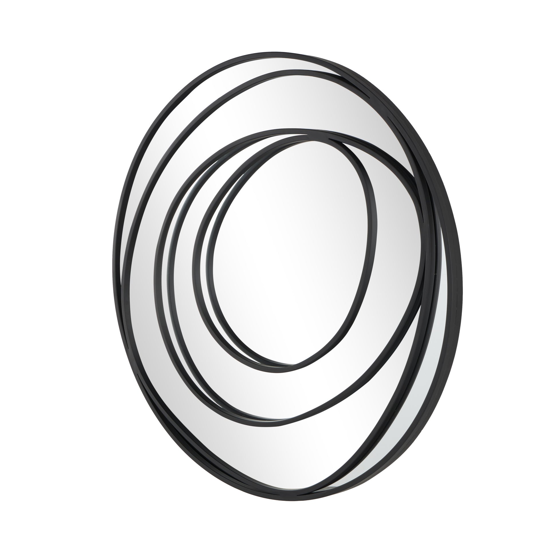 Abstract Black Metal Room Wall Mirror with Overlapping Circles