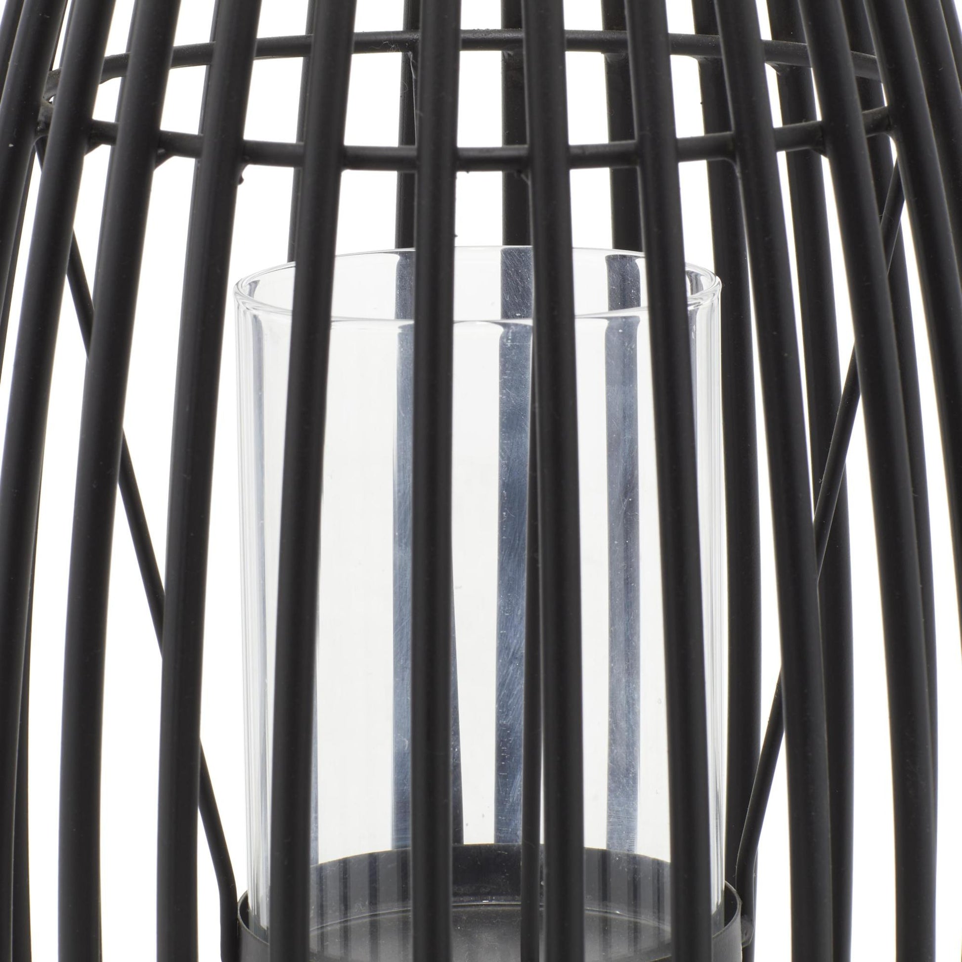 Black Metal Decorative Indoor Outdoor Candle Lantern with Handle