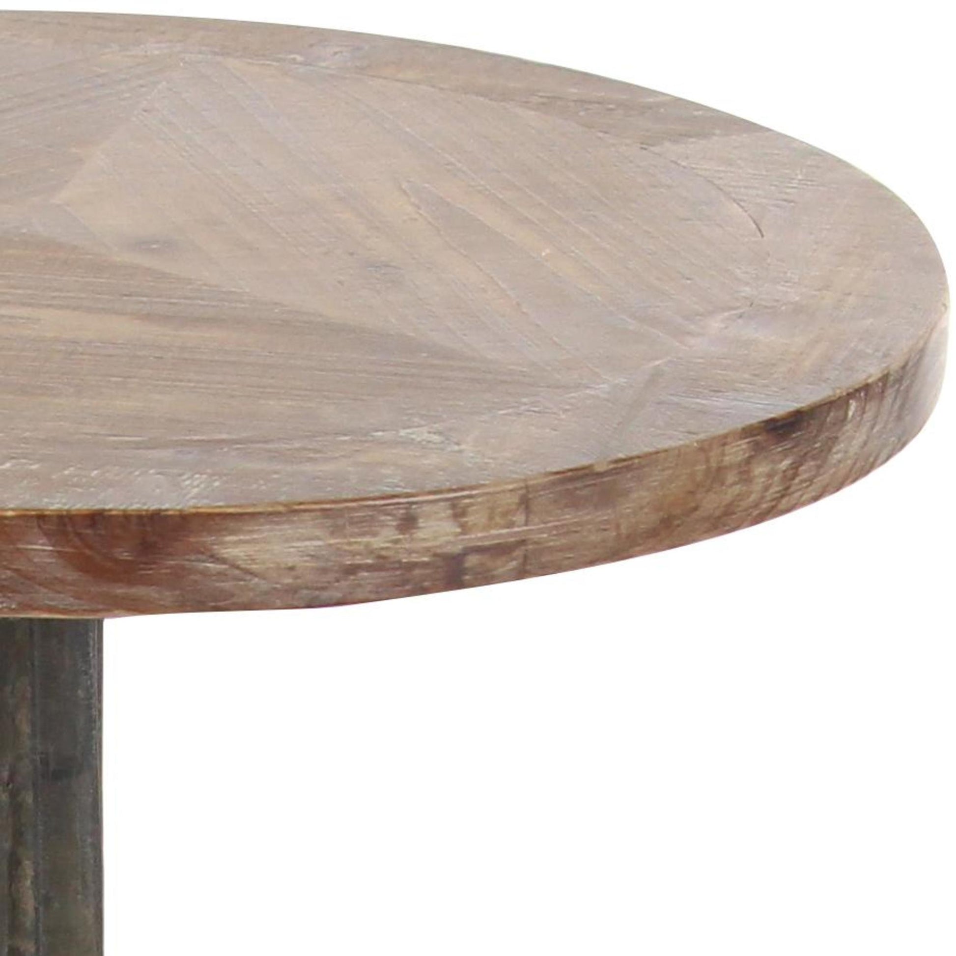 Anchor Black Metal Side End Accent Table with Brown Wood Top