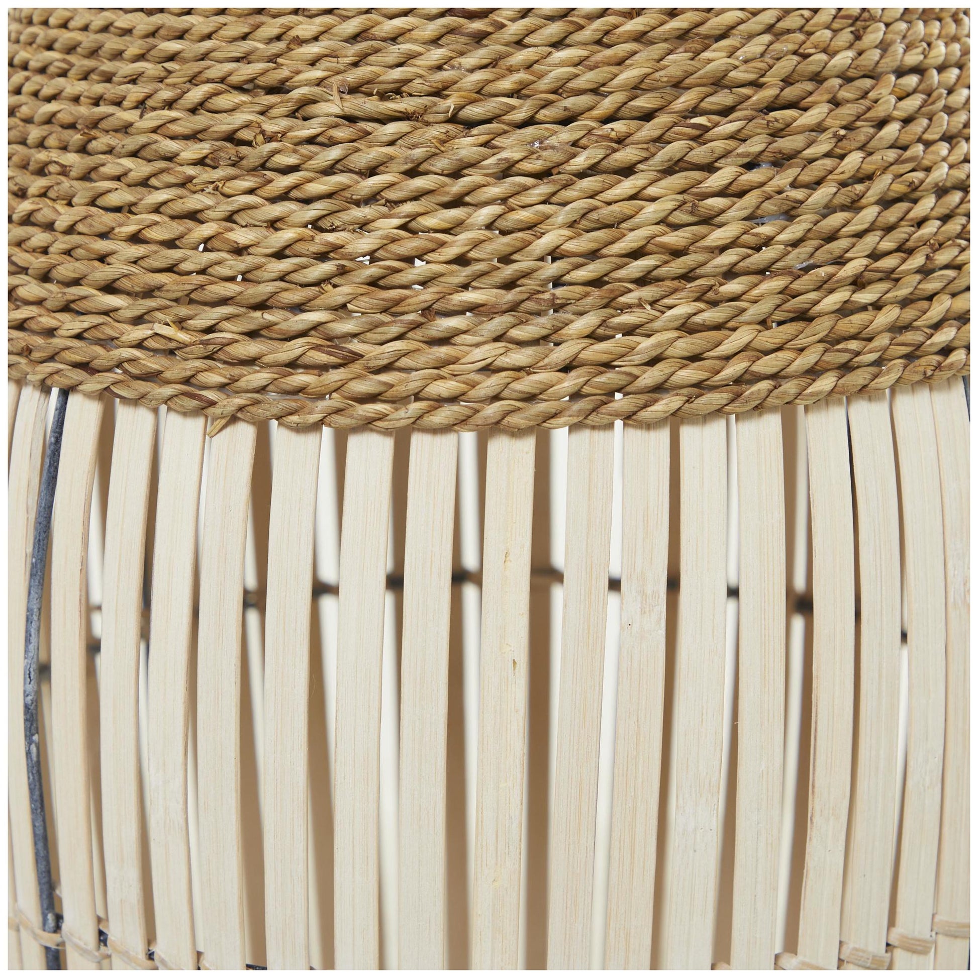 Brown Seagrass Handmade Wrapped Tall Decorative Vase with Cream Slatted Bamboo Center