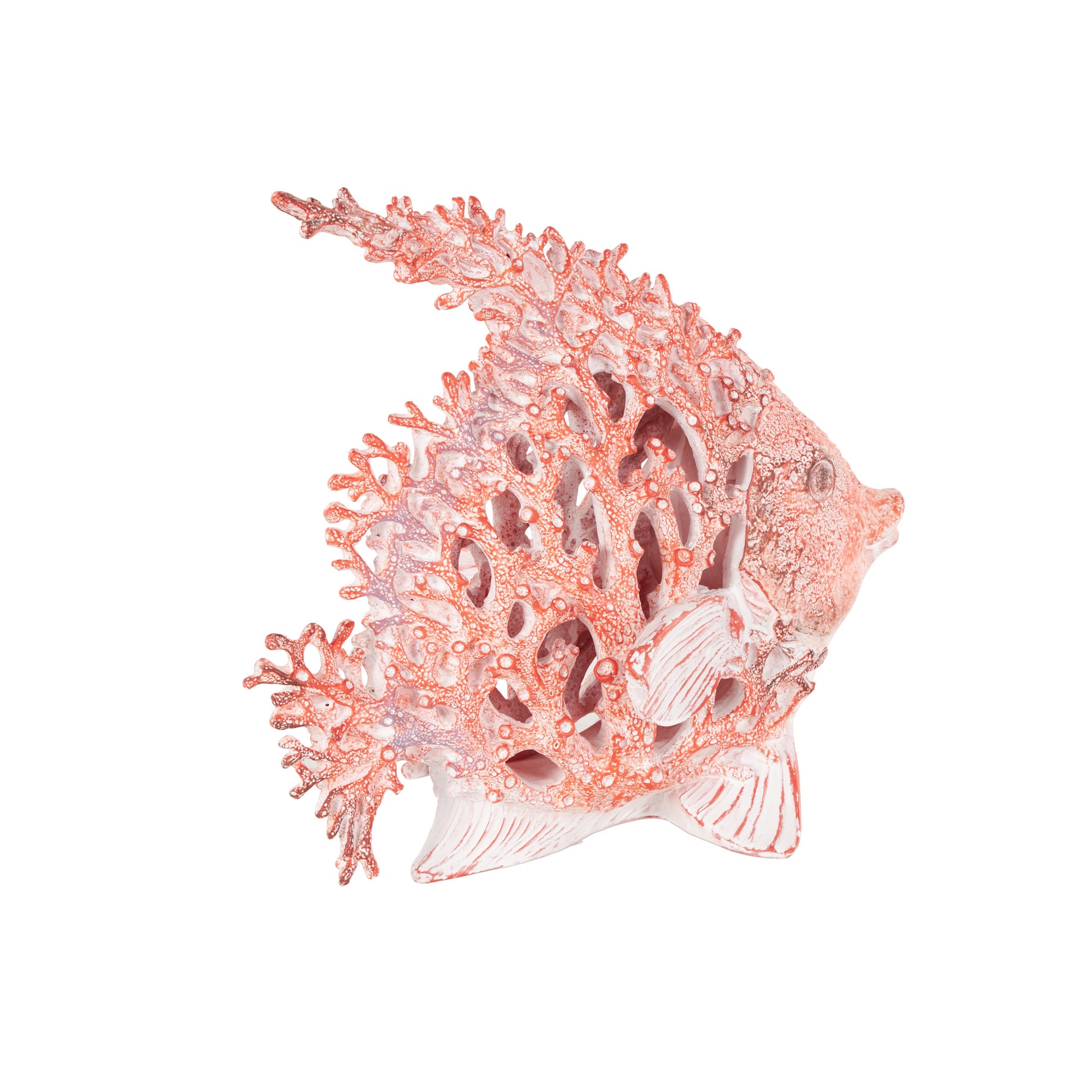 Fish Polystone Textured Decorative Sculpture with White Fins
