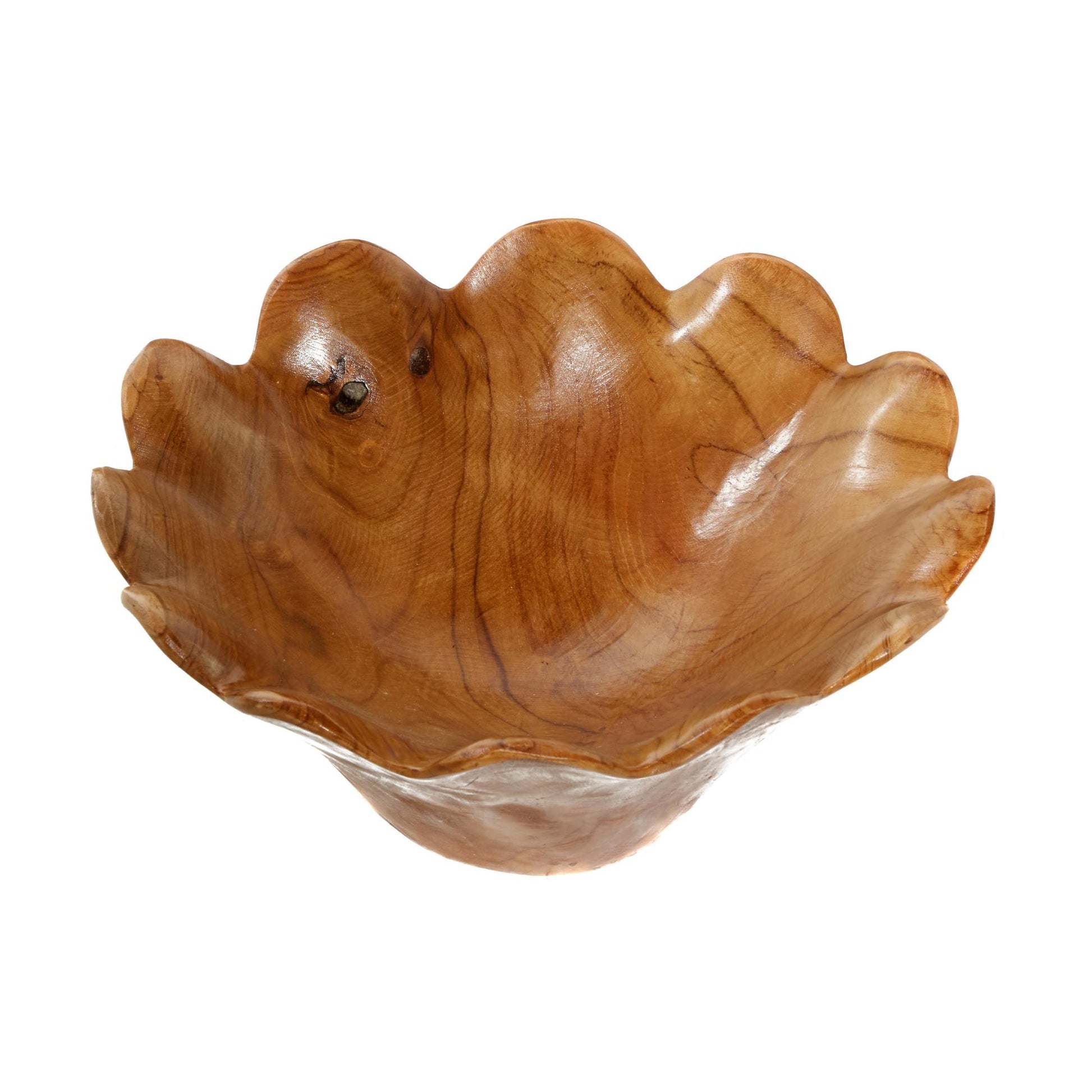 Set of 3 Floral Brown Teak Wood Handmade Large Decorative Bowl