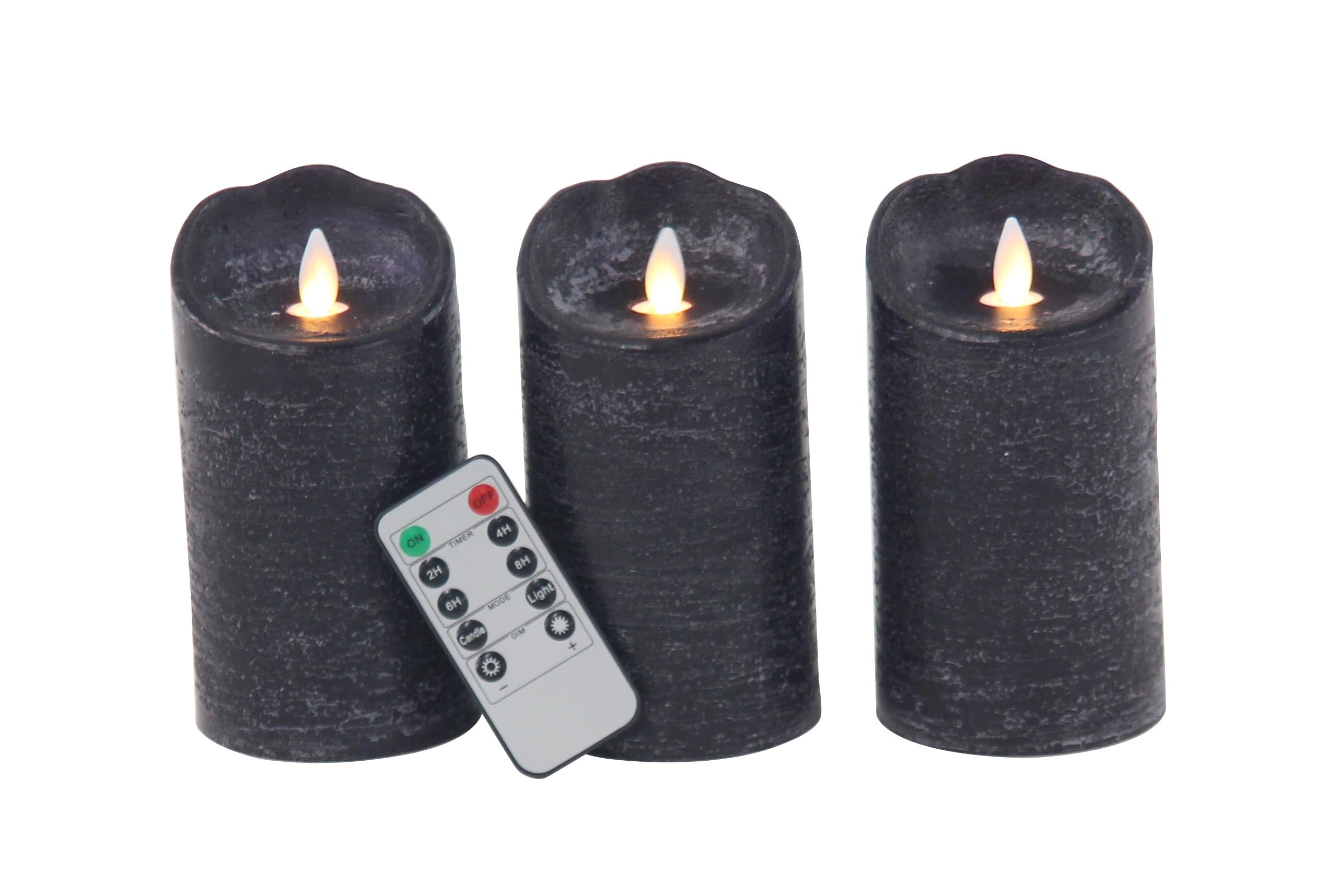 Set of 3 Wax Indoor Outdoor Flameless Candle with Remote Control
