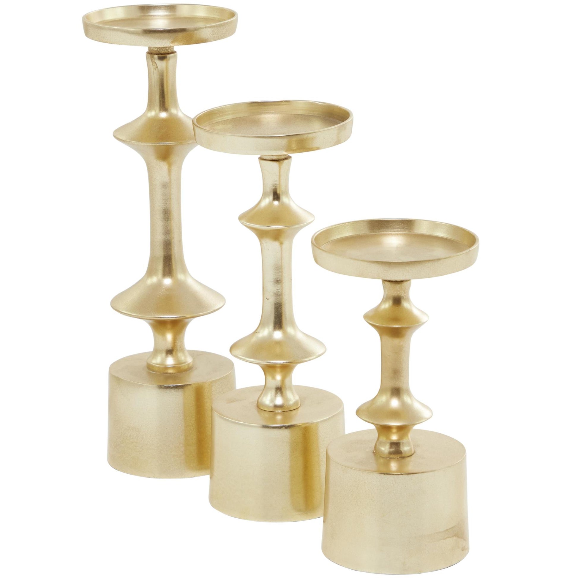 CosmoLiving by Cosmopolitan Set of 3 Aluminum Metal Pillar Decorative Candle Holder