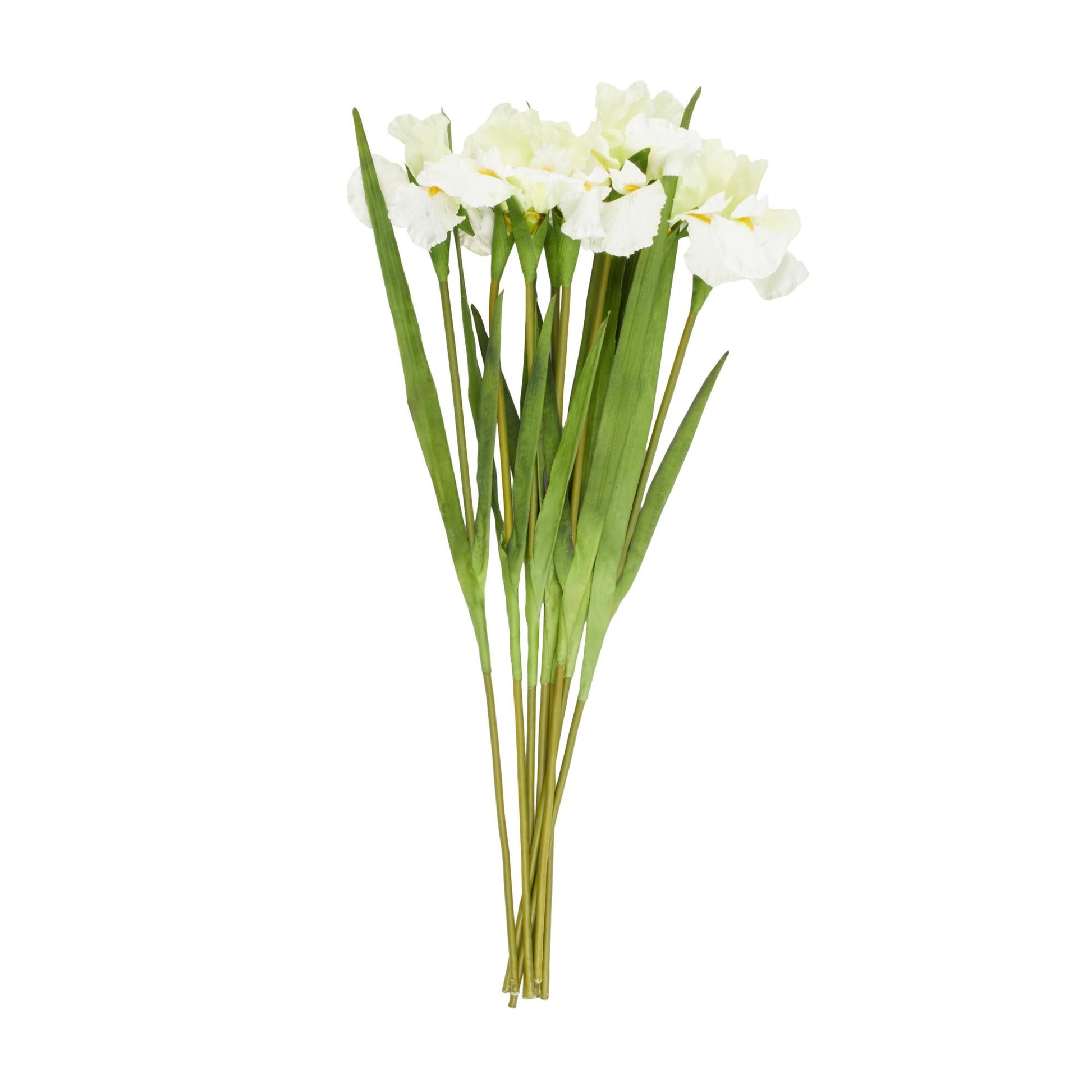 Set of 8 Iris White Plastic Tall Indoor Outdoor Artificial Flower Stem