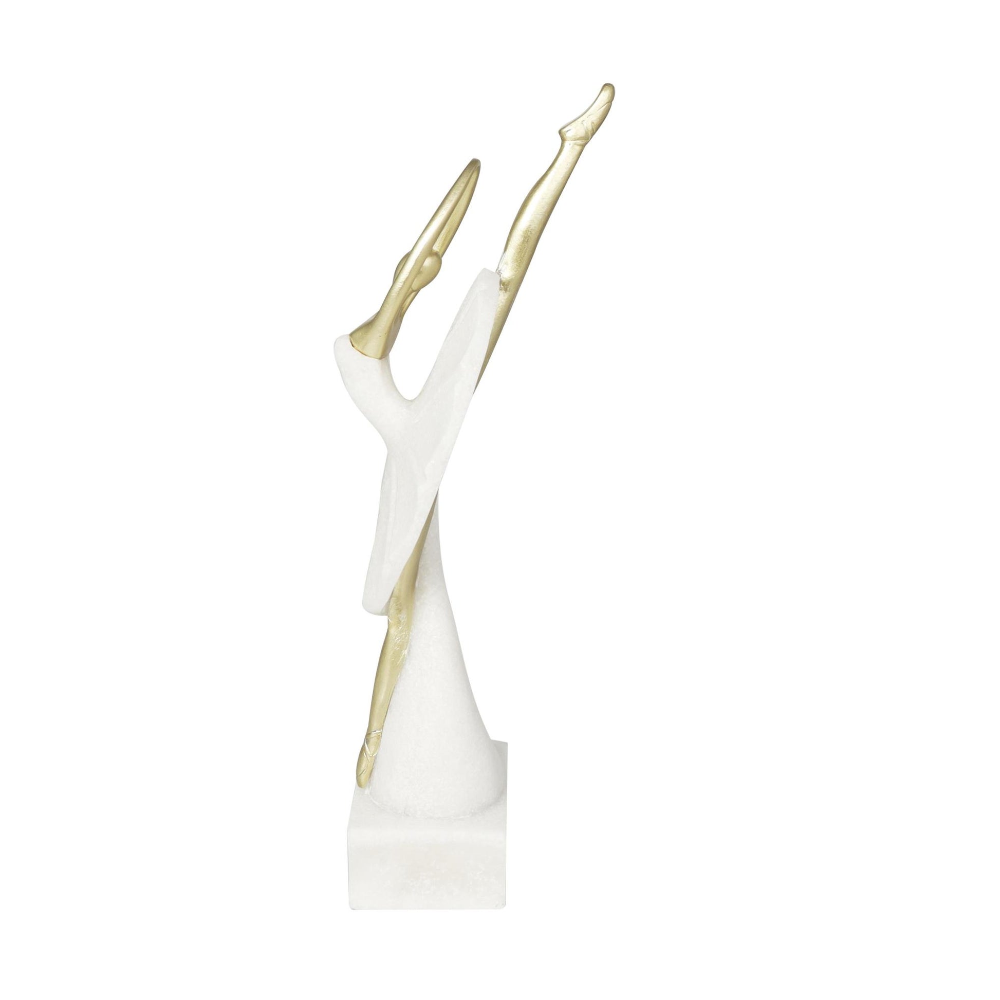 Dancer Cream Polystone Ballet Decorative Sculpture with Gold Accents