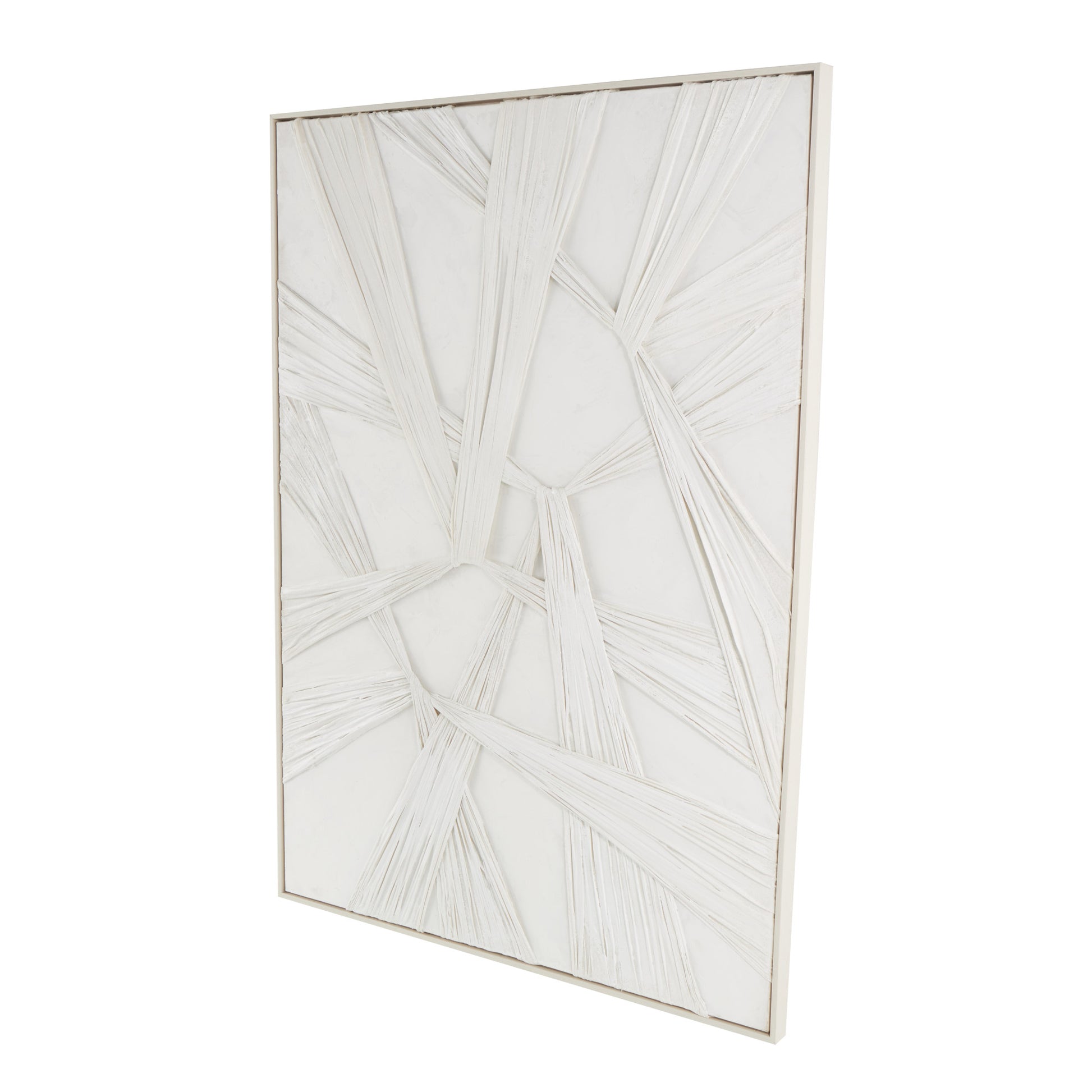 Abstract White Wood Intertwined Cloth Living Room Framed Wall Art
