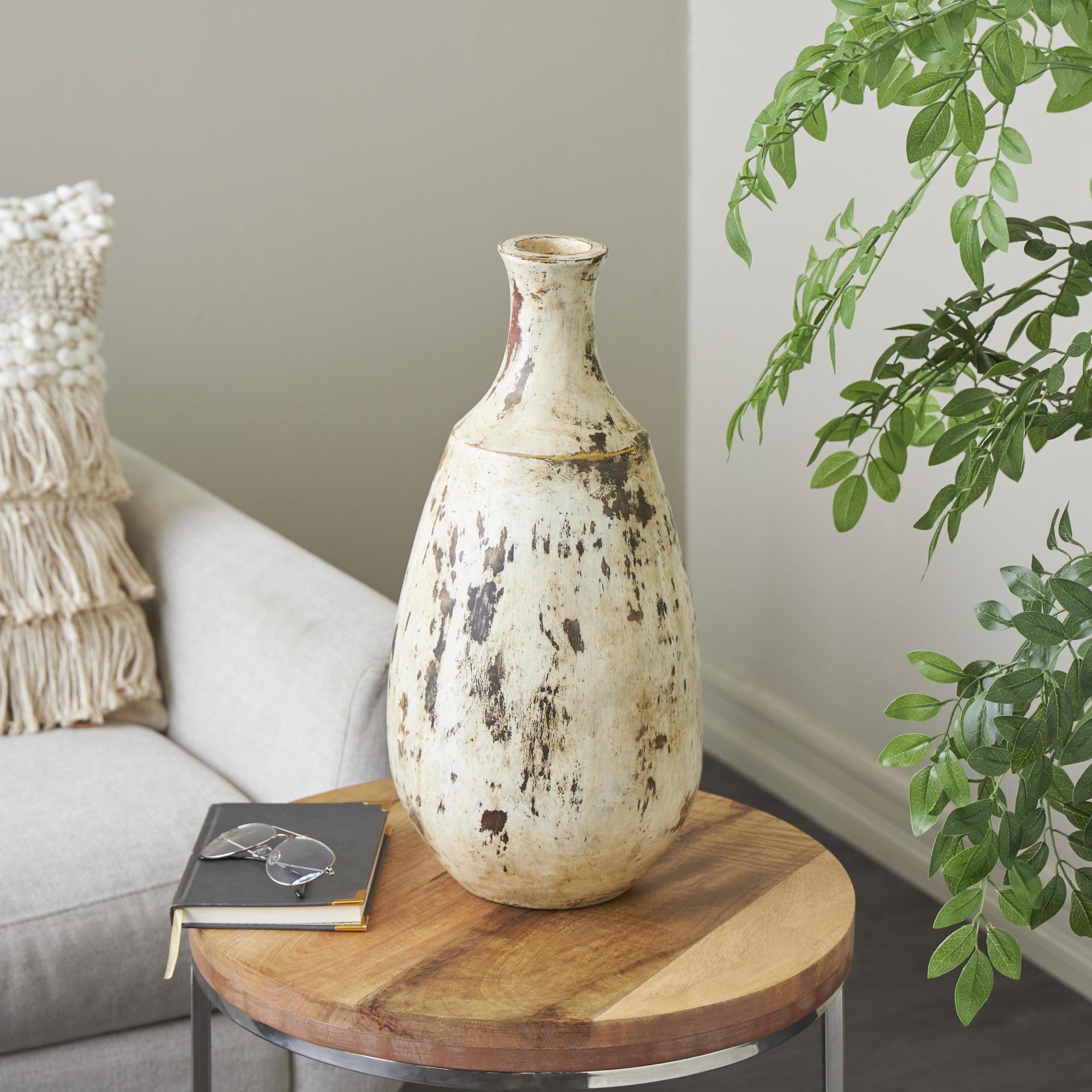Brown Ceramic Antique Style Distressed Decorative Vase