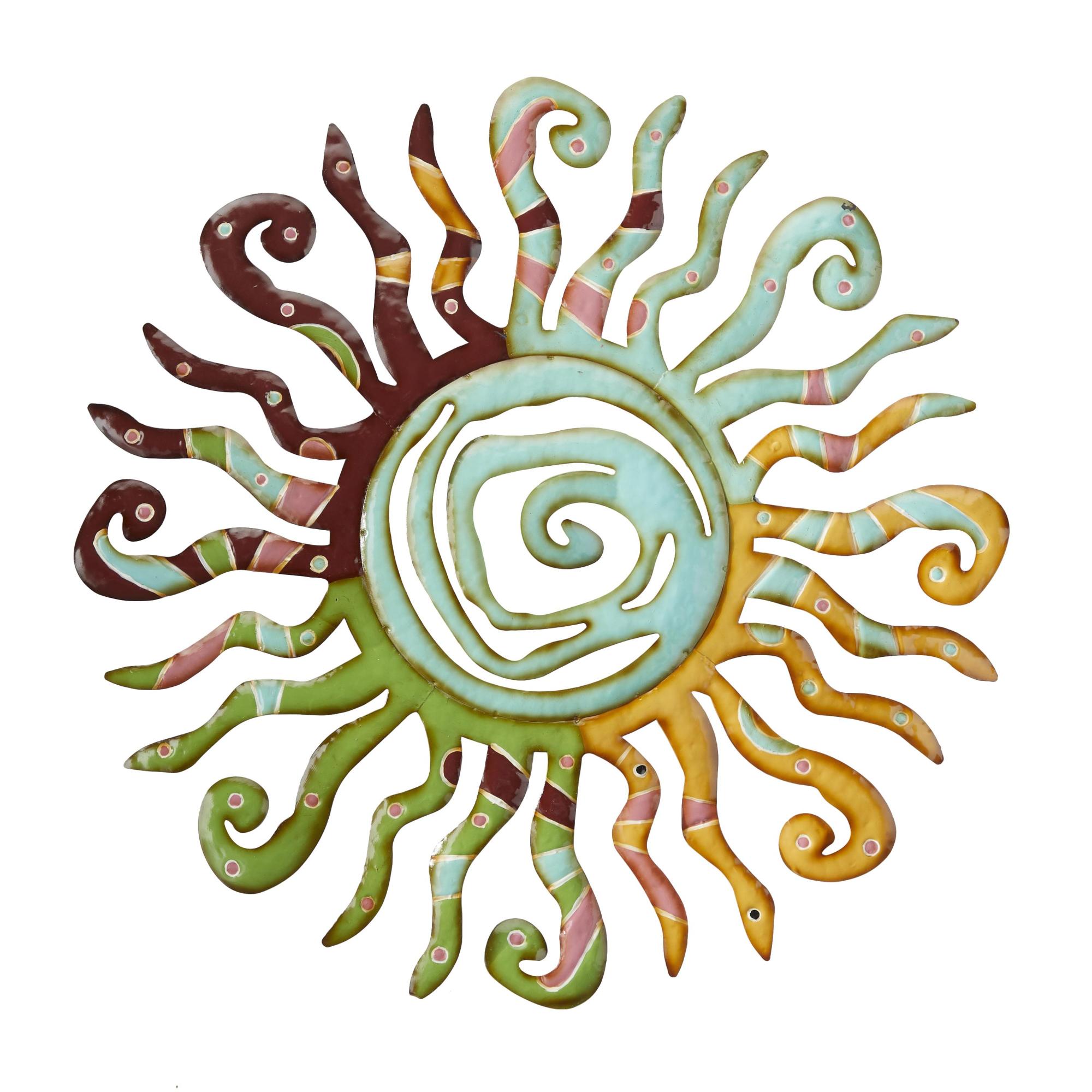 Sun Multi Colored Metal Indoor Outdoor Cutout Swirl Home Wall Decor with Abstract Patterns