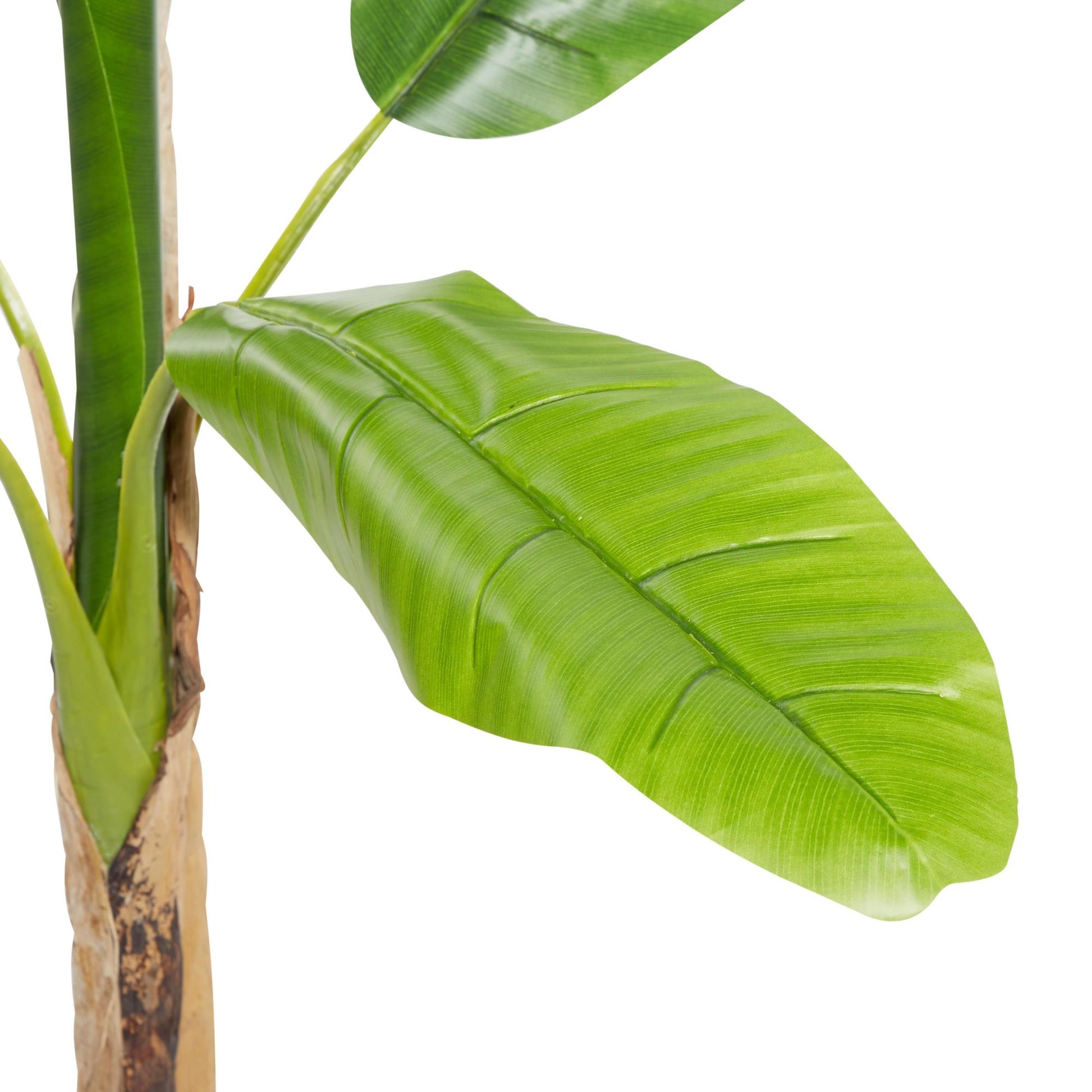 Banana Leaf Green Faux Foliage Indoor Outdoor Artificial Tree with Realistic Leaves and Black Plastic Pot