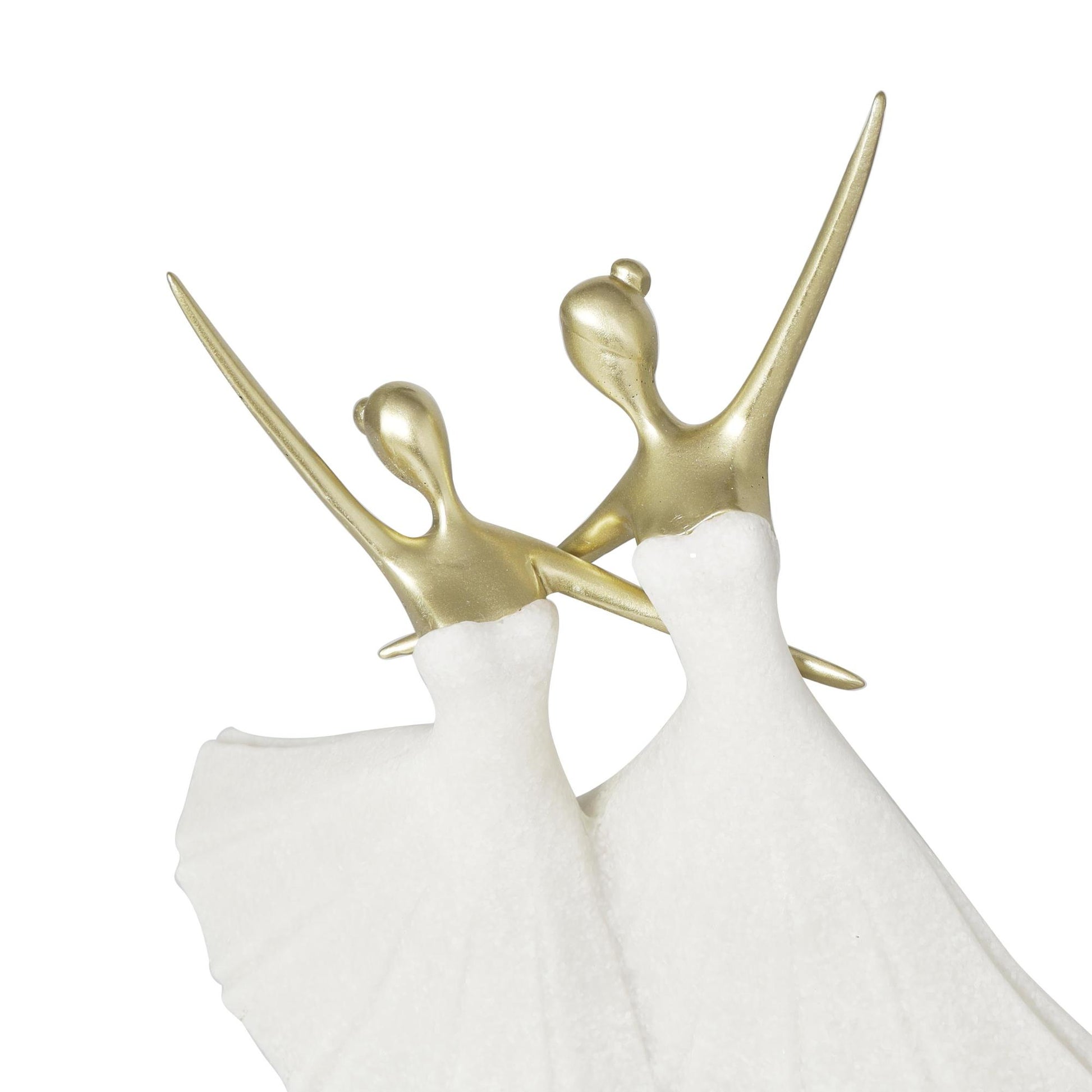 Dancer Cream Polystone Ballet Decorative Sculpture with Gold Accents