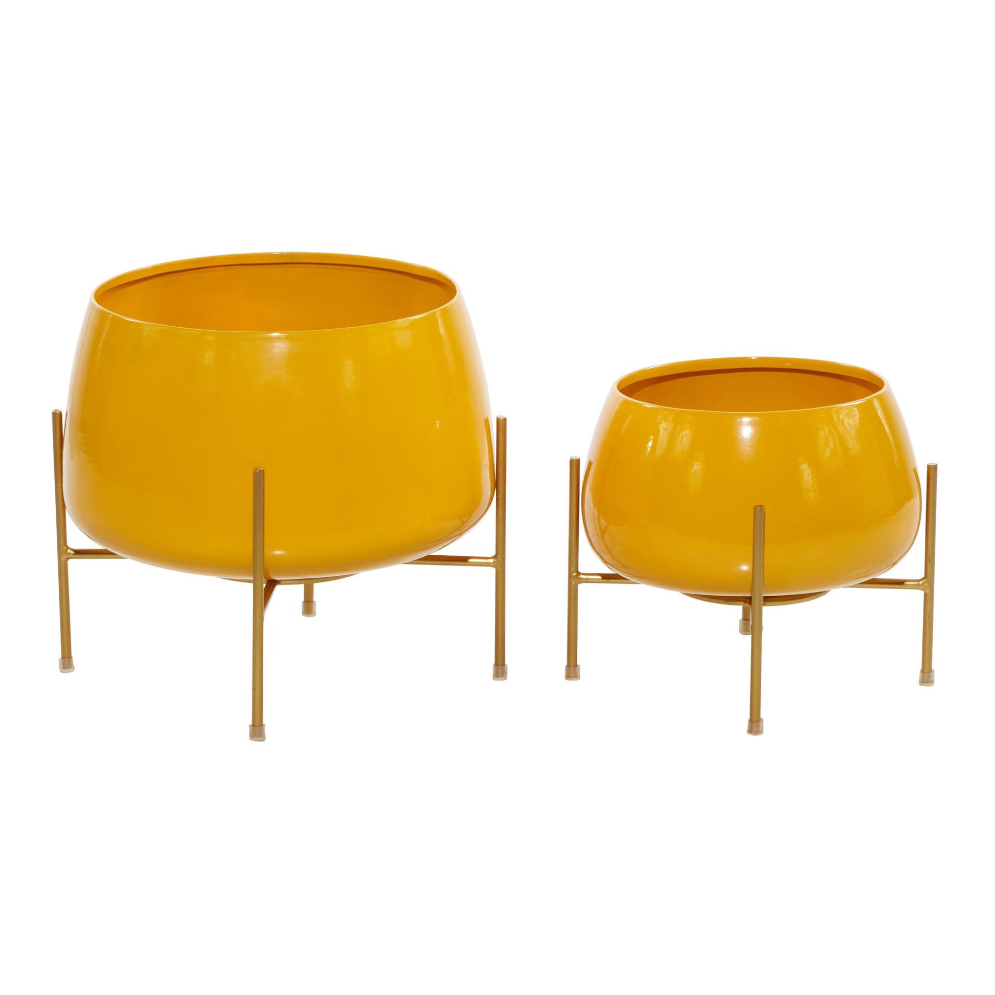 Set of 2 Metal Rounded Dome Indoor Outdoor Planter with Removable Stand