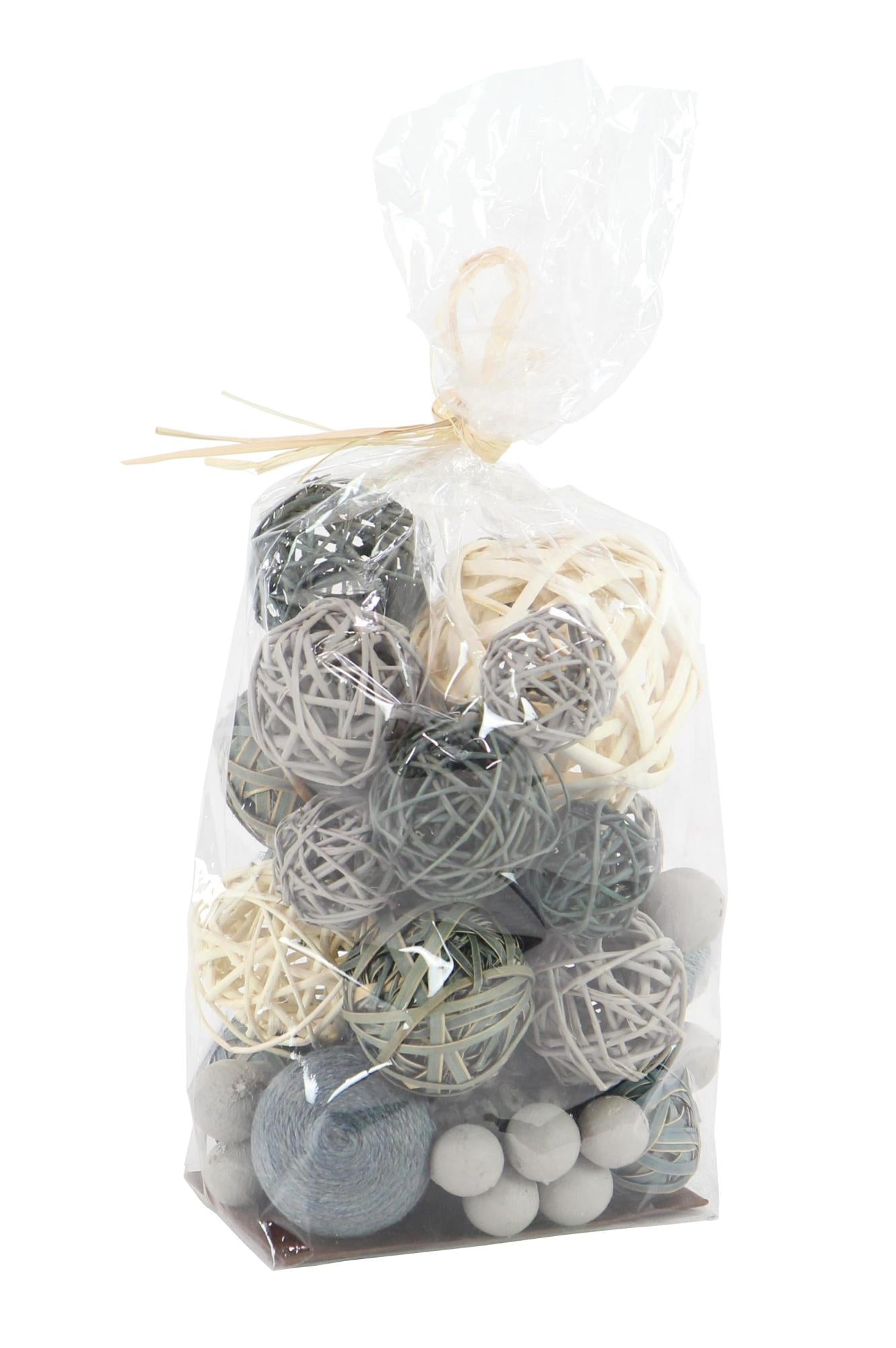 Set of 3 Gray Dried Plant Handmade Decorative Orbs & Vase Filler with Varying Designs