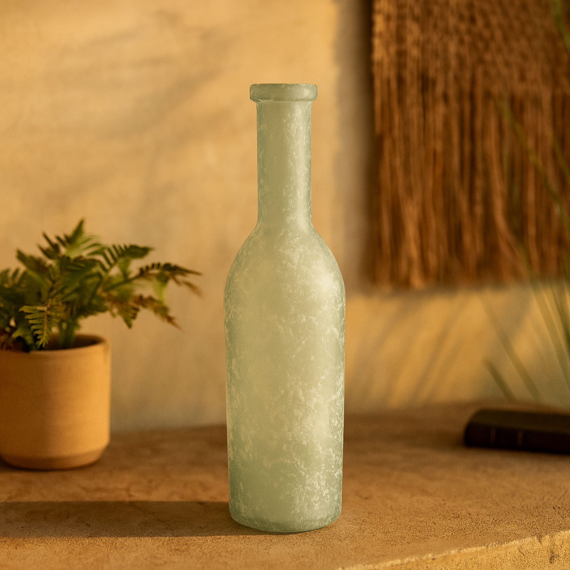 Recycled Glass Handmade Tall Spanish Bottleneck Decorative Vase 7" x 7" x 30"