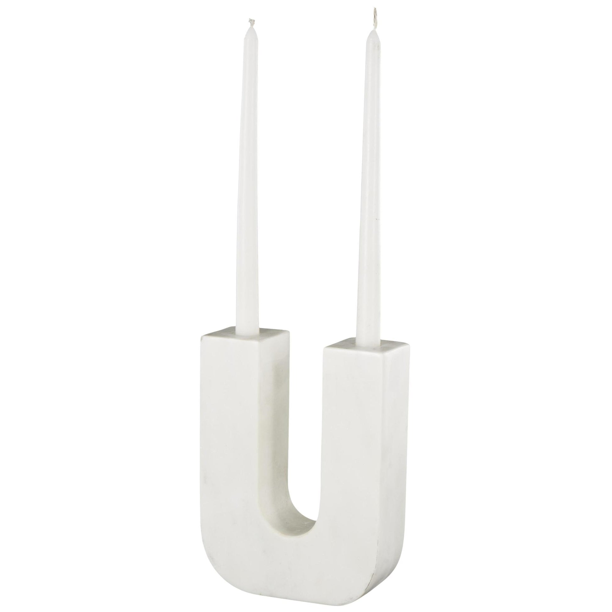 Abstract Marble U-Shaped Decorative Candle Holder 6" x 2" x 8"