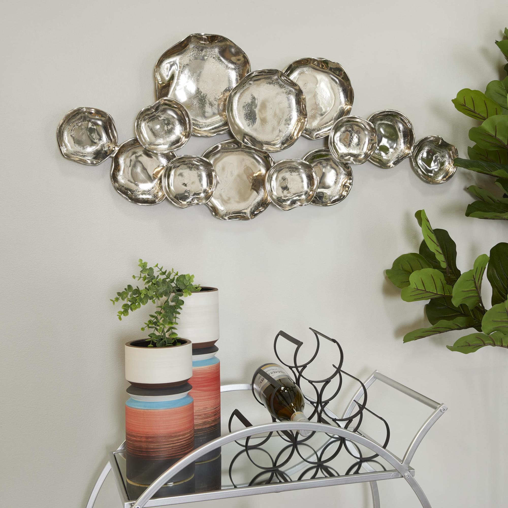 Plate Silver Aluminum Metal Home Wall Decor with Uneven Edges