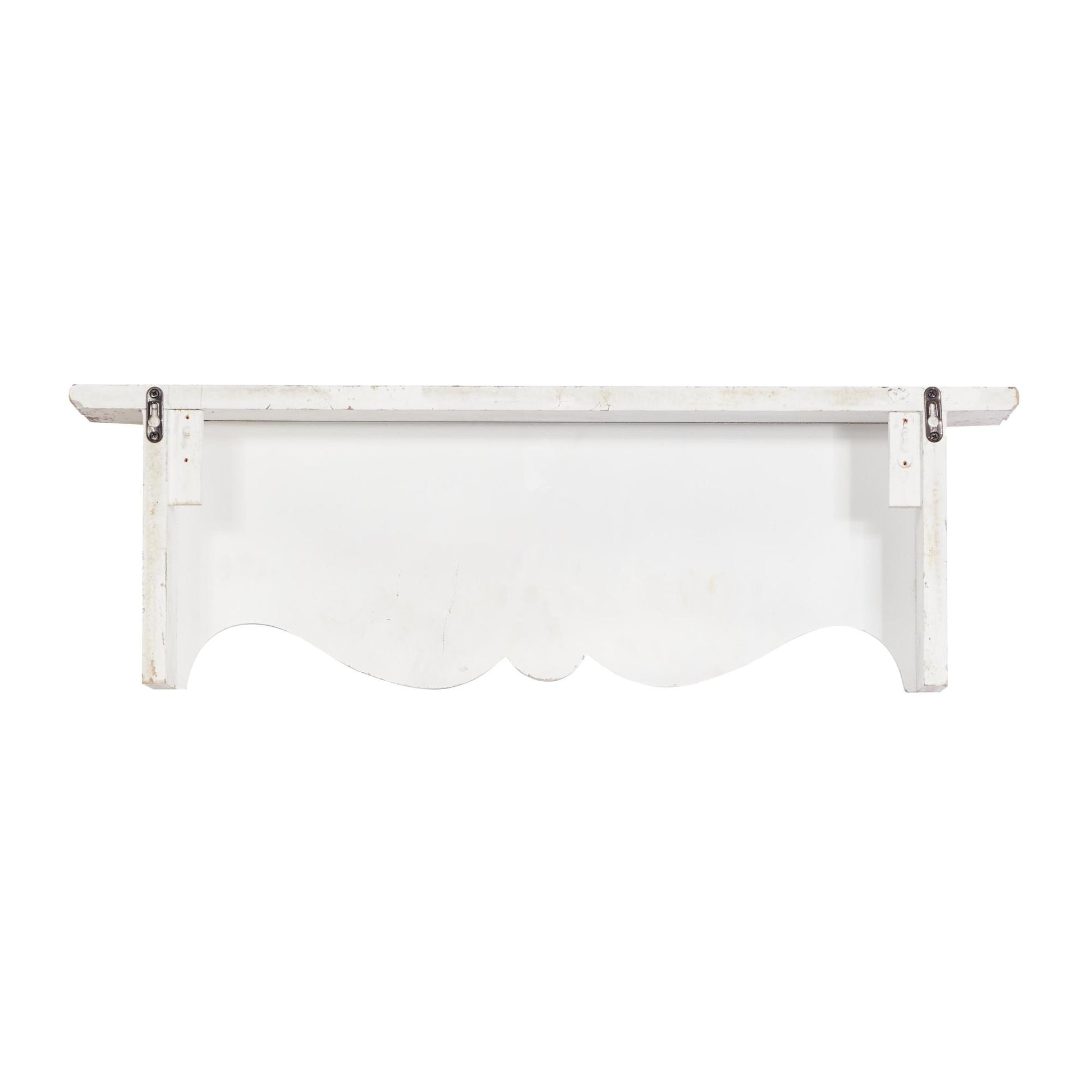 Scroll White Wood Distressed 1 Shelf Room Wall Shelf
