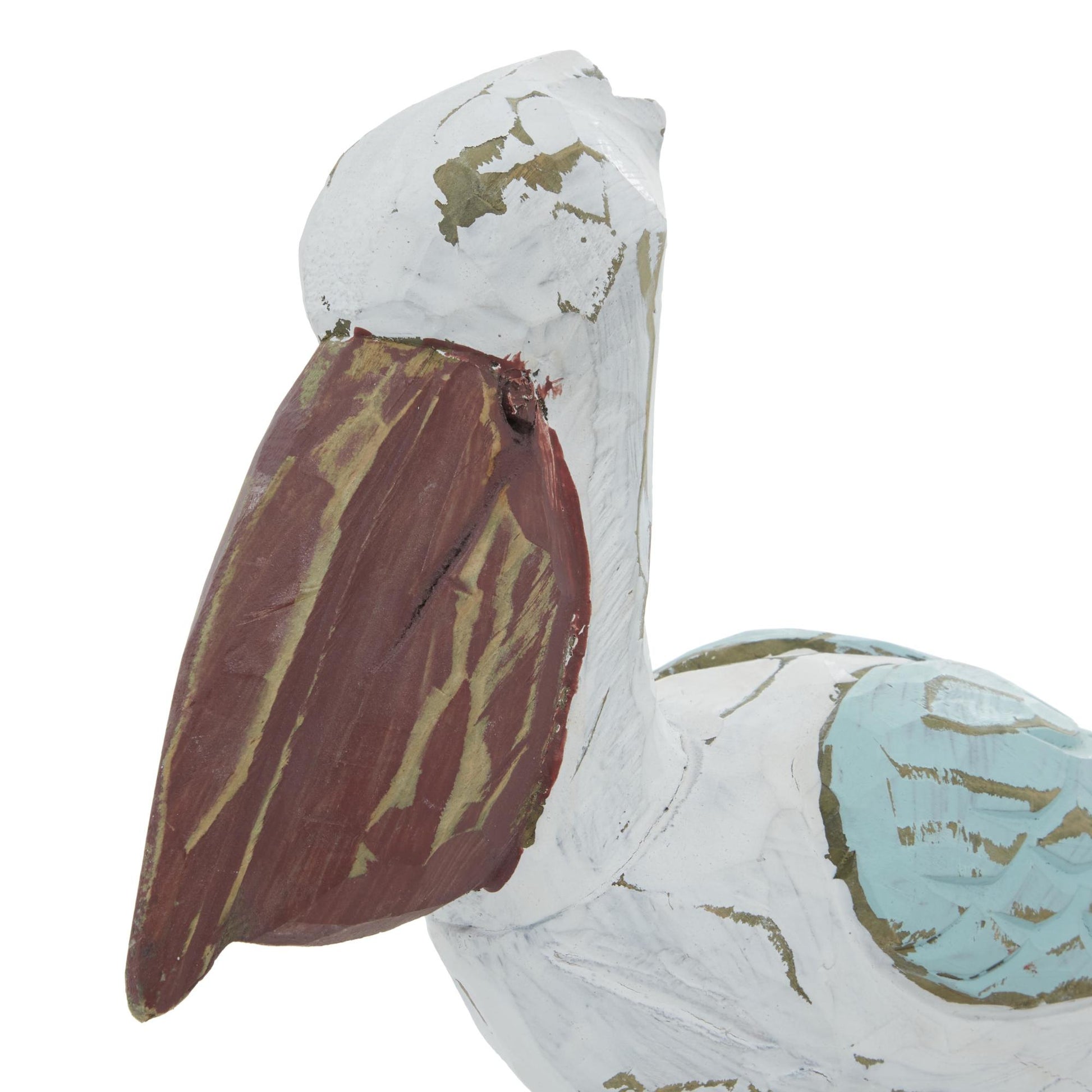 Pelican Multi Colored Wood Decorative Sculpture