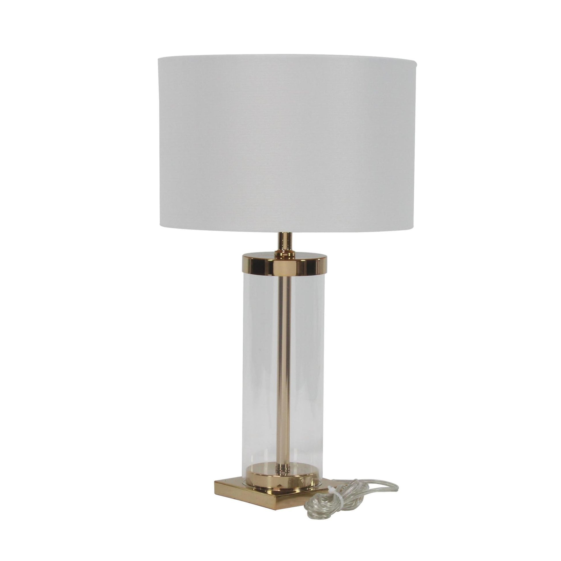 CosmoLiving by Cosmopolitan Gold Metal Room Table Lamp with Clear Glass Body