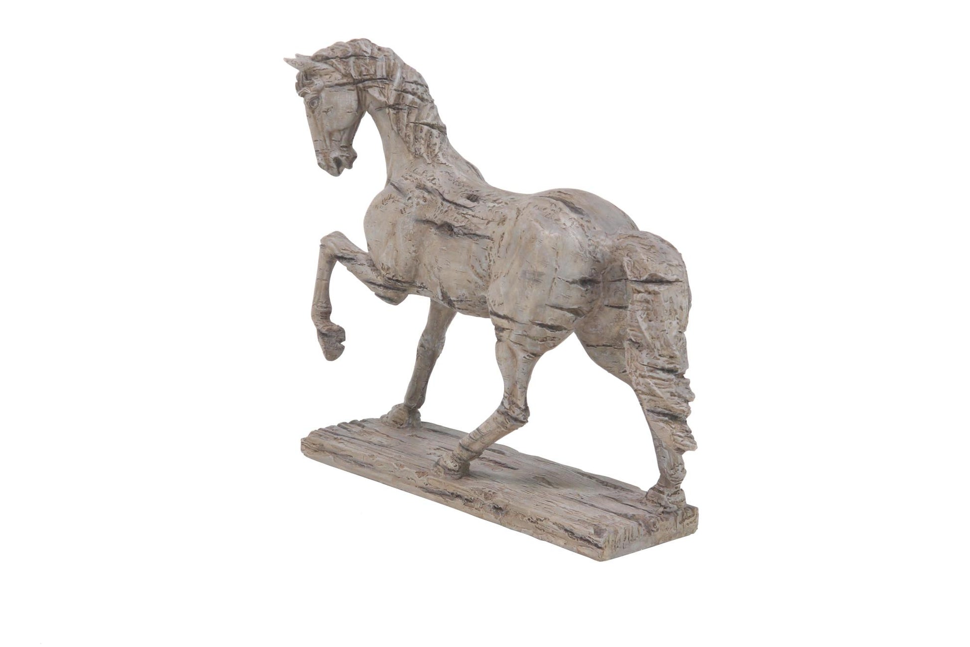 Horse Beige Polyresin Prancing Decorative Sculpture