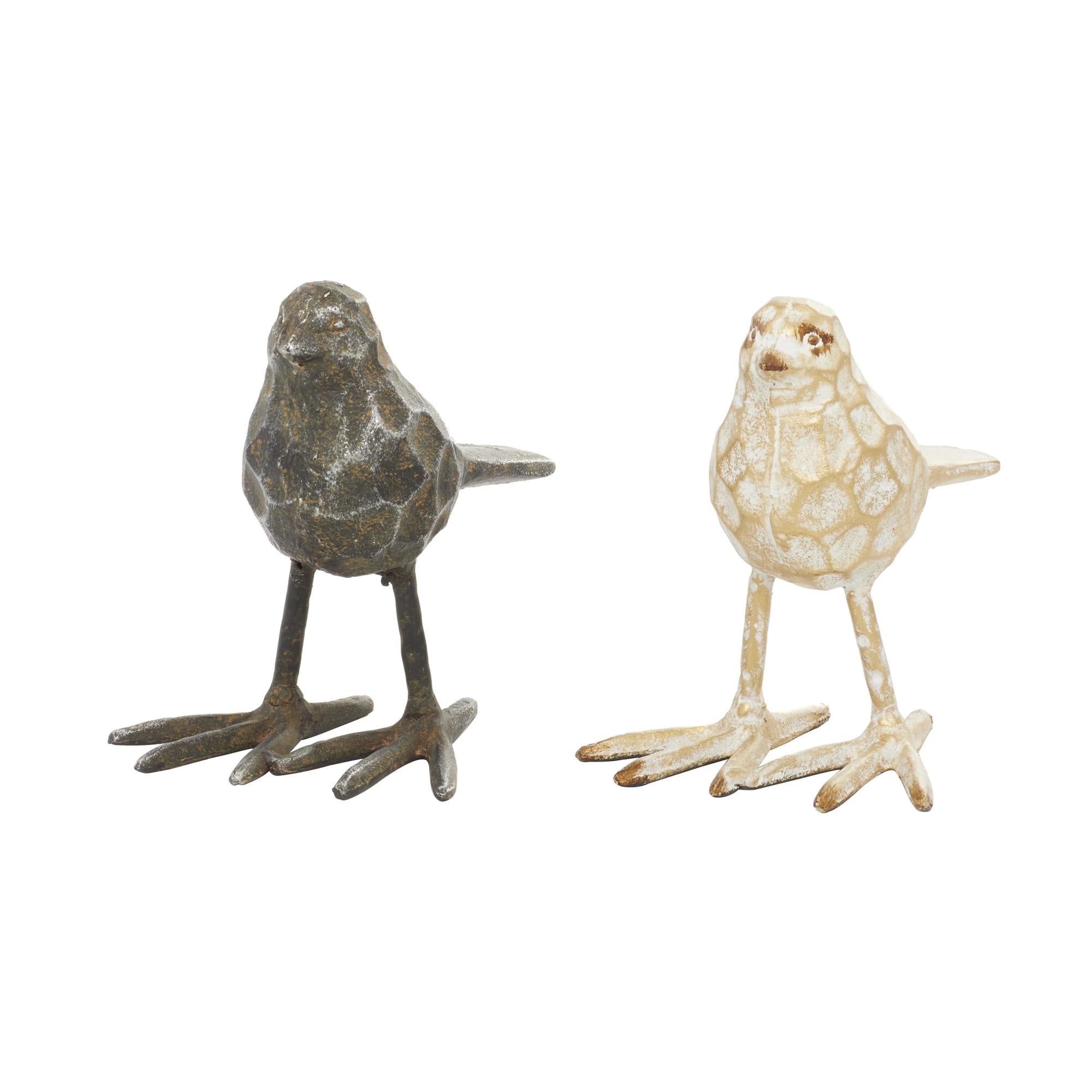 Set of 2 Bird Gold Metal Decorative Sculpture