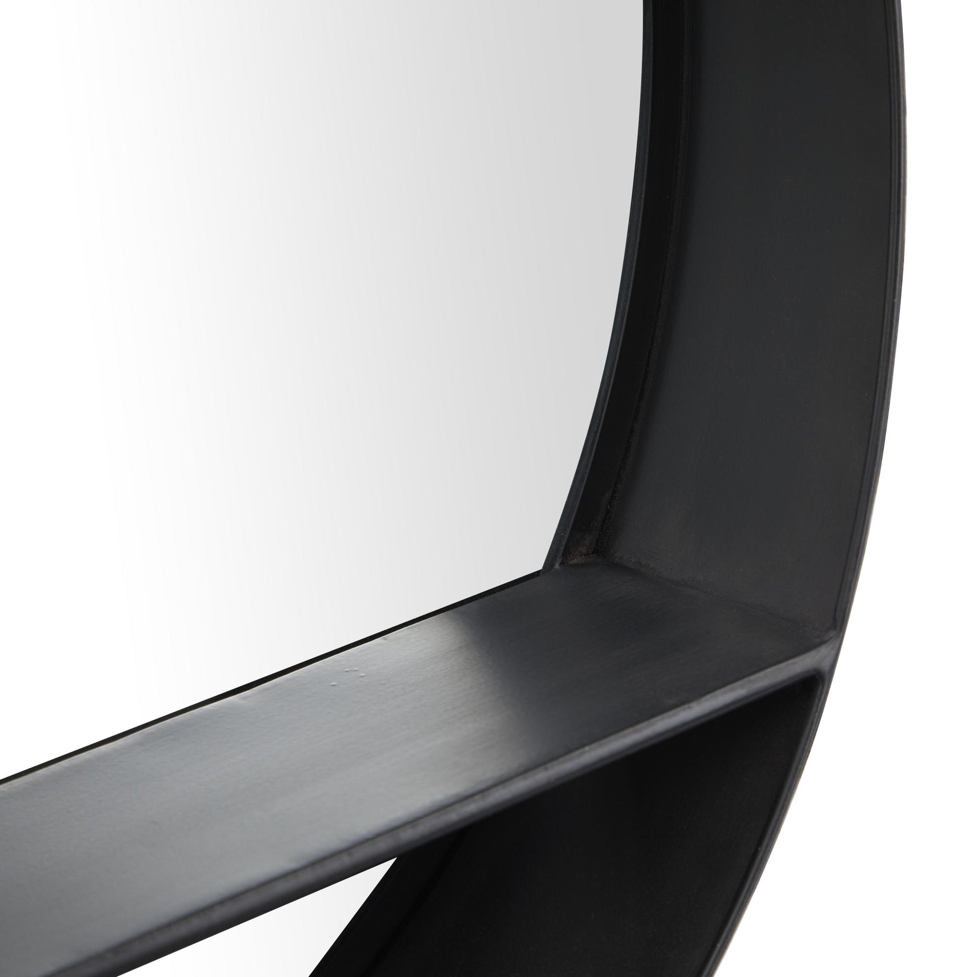 Black Metal 1 Shelf Room Wall Mirror