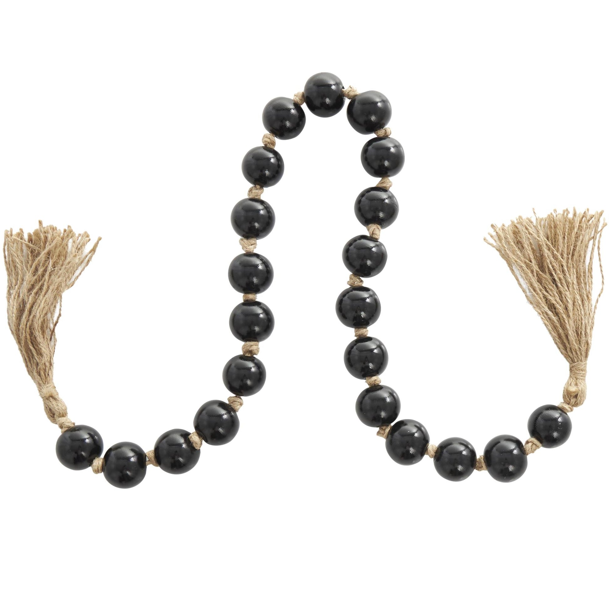 Glass Handmade Round Beaded Garland with Tassel with Knotted Brown Jute