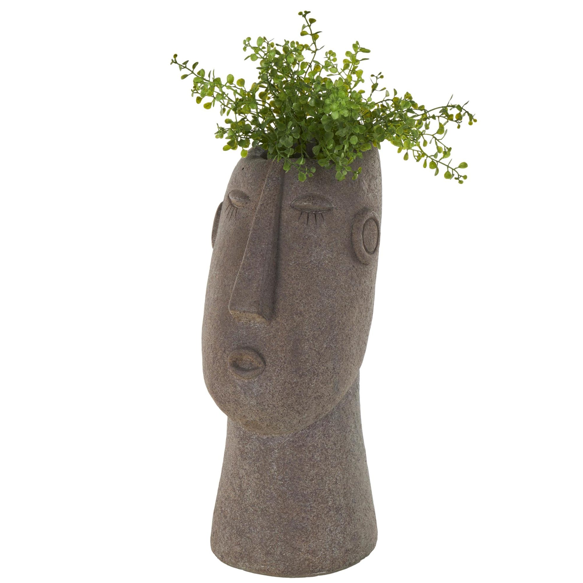 Woman Brown Magnesium Oxide Textured Easter Island Head Indoor Outdoor Planter