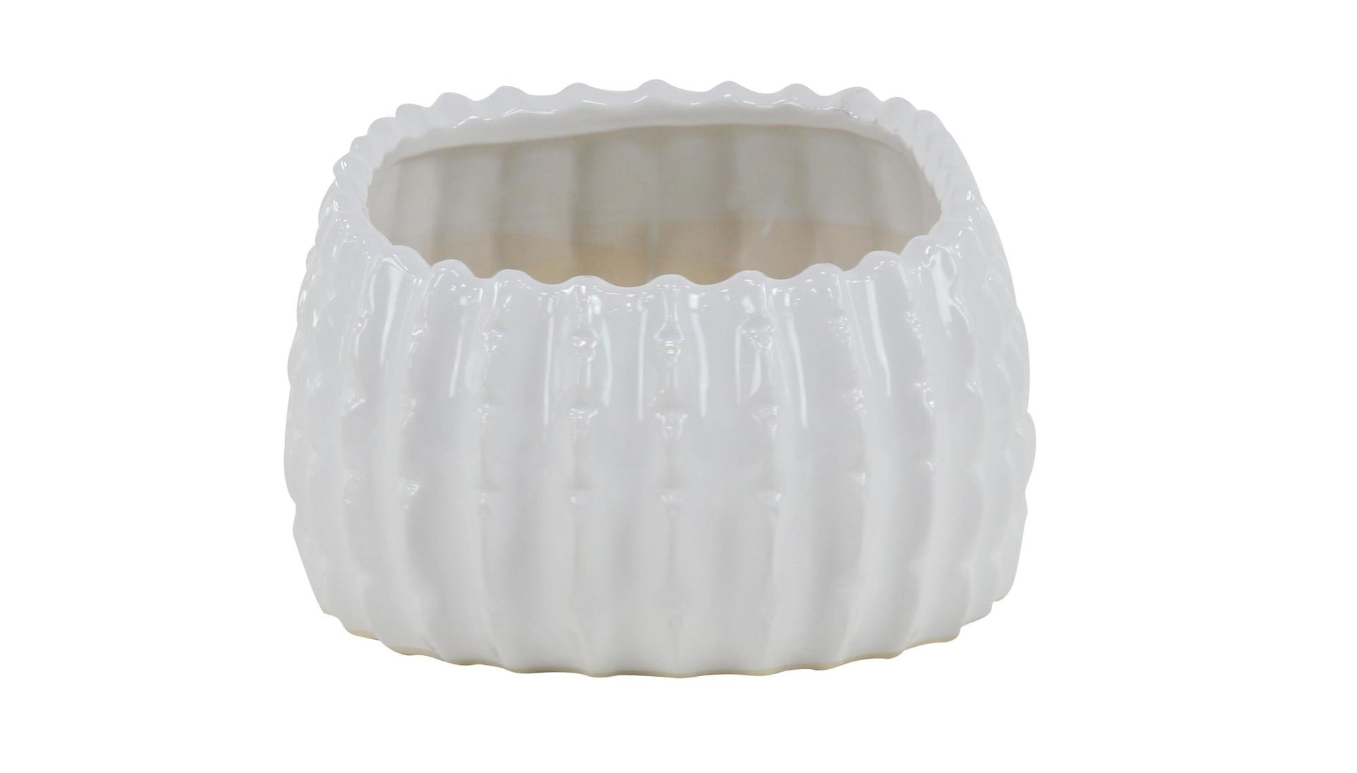 Set of 3 White Ceramic Indoor Outdoor Planter